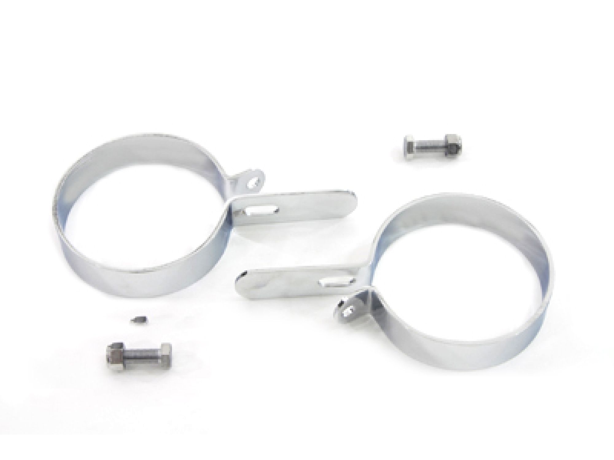 Chrome 3-1/2" Muffler Body and End Hanger Clamp Set