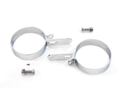Chrome 3-1/2" Muffler Body and End Hanger Clamp Set