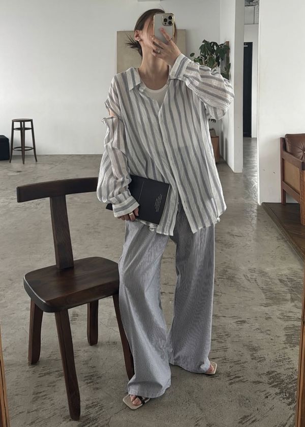 willfully ストライプシャツ　tan ストライプ柄シャツ - オレンジ色 | ZARA Japan / 日本