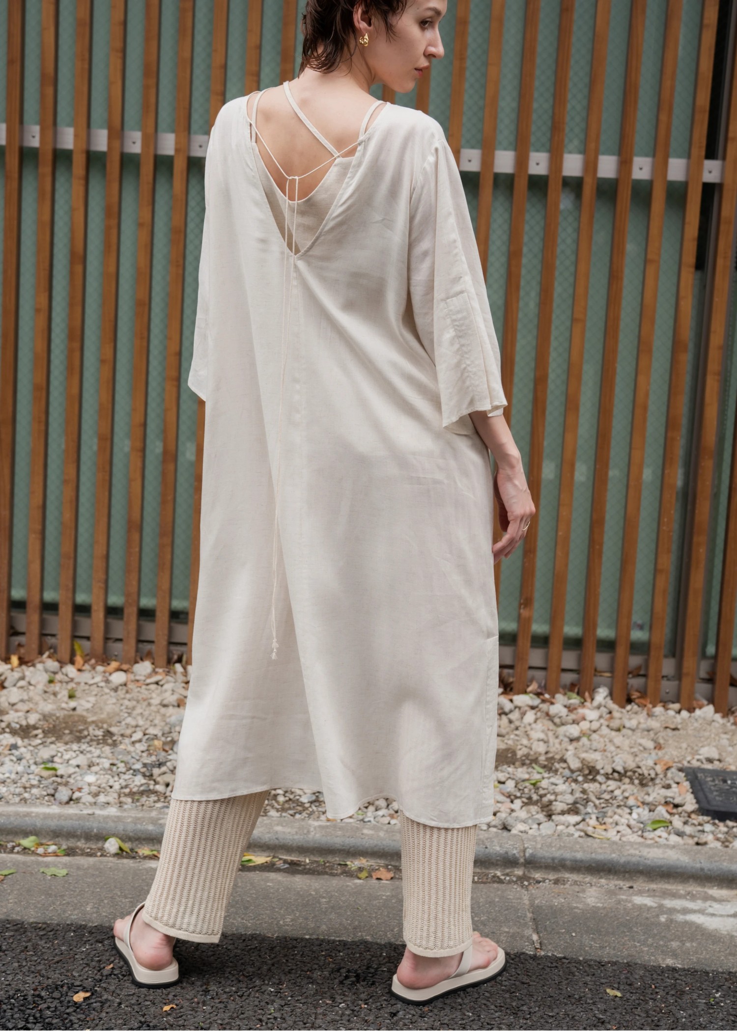 stitch slit mortise panel cord kaftan OP