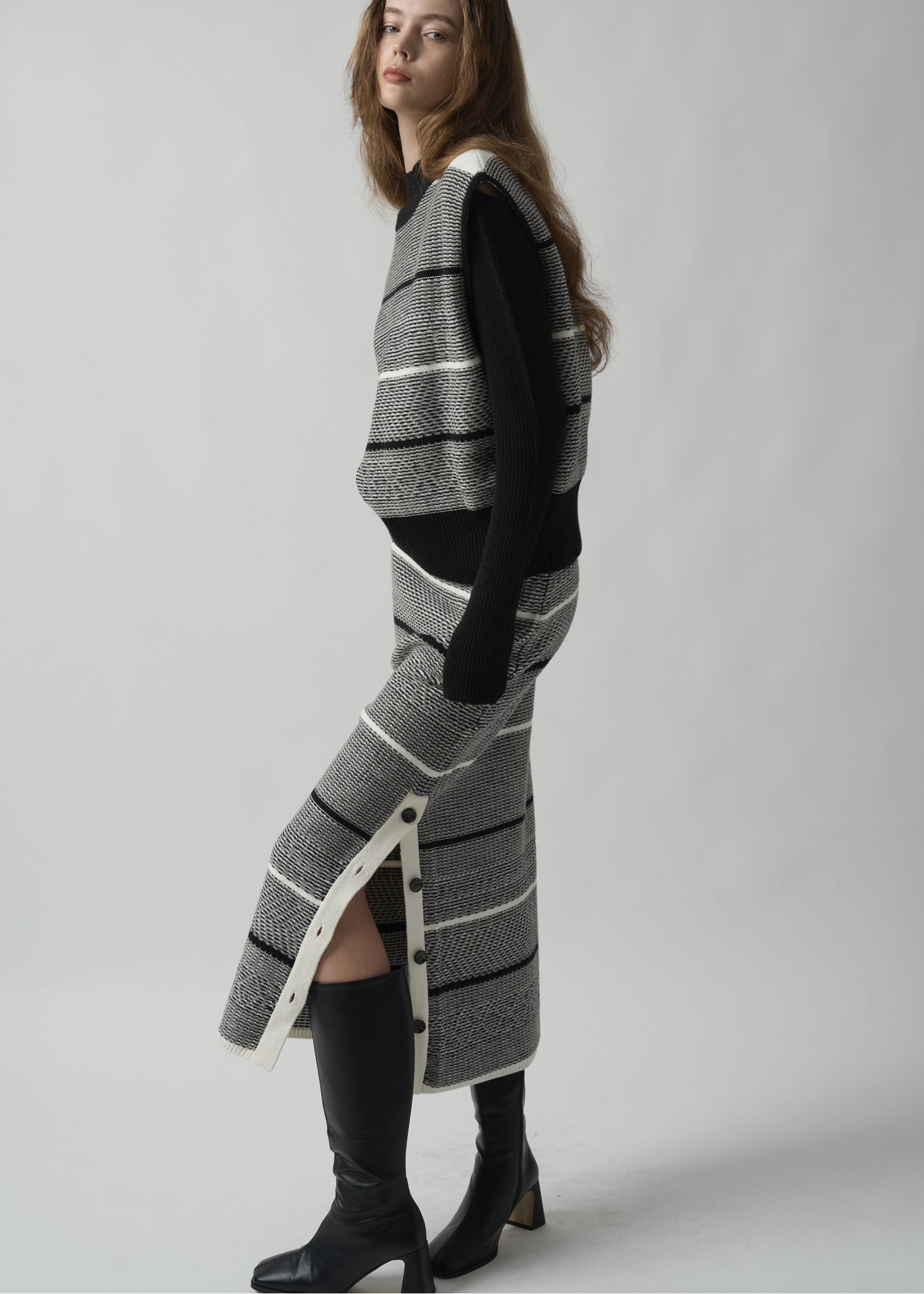 willfully】drawing flower knit pleatsセット