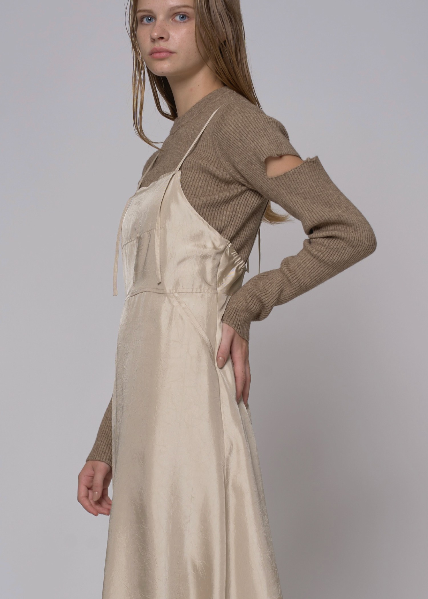 crush satin string adjustment cami OP