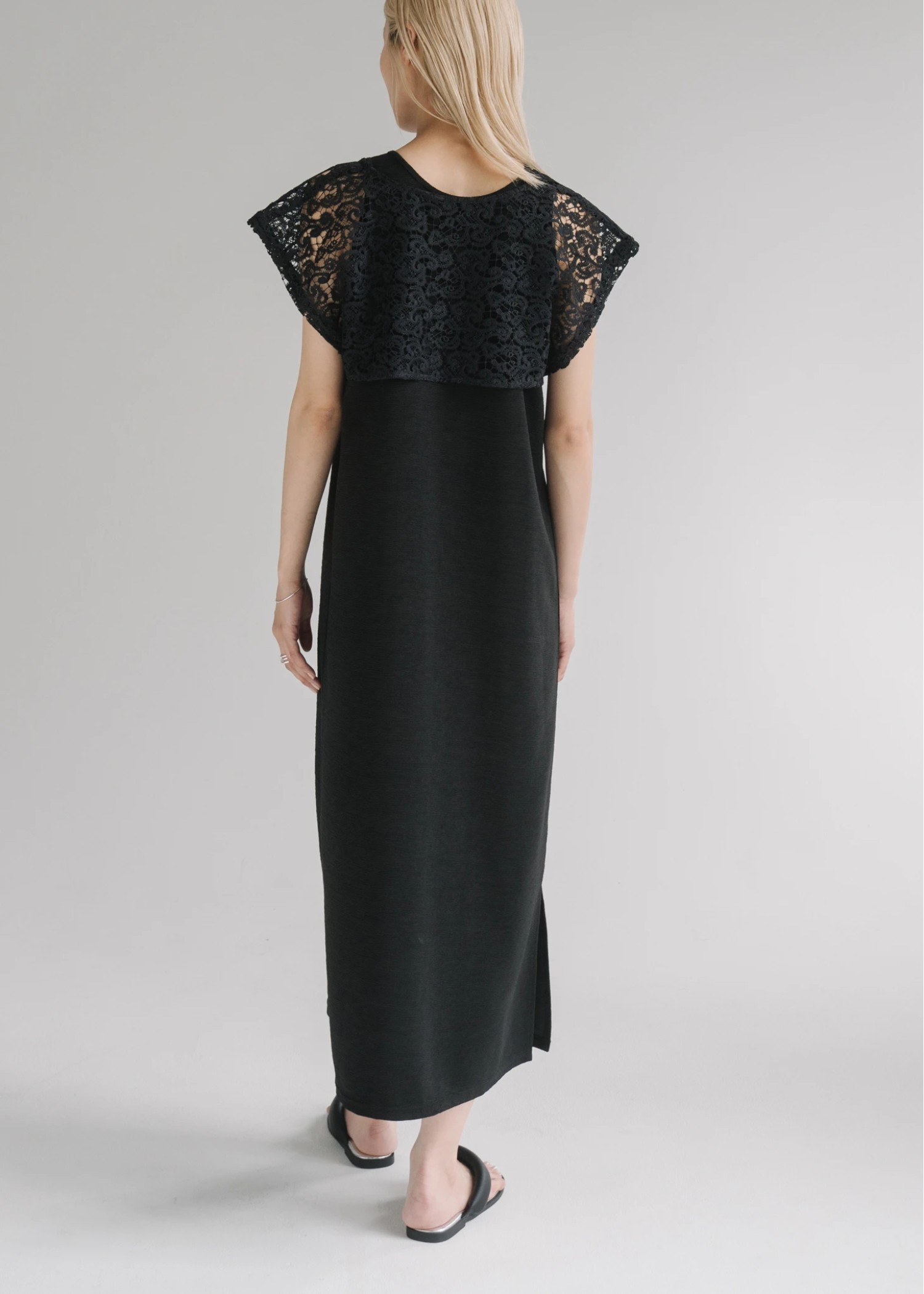 lace bolero × no sleeve billow rib OP SET