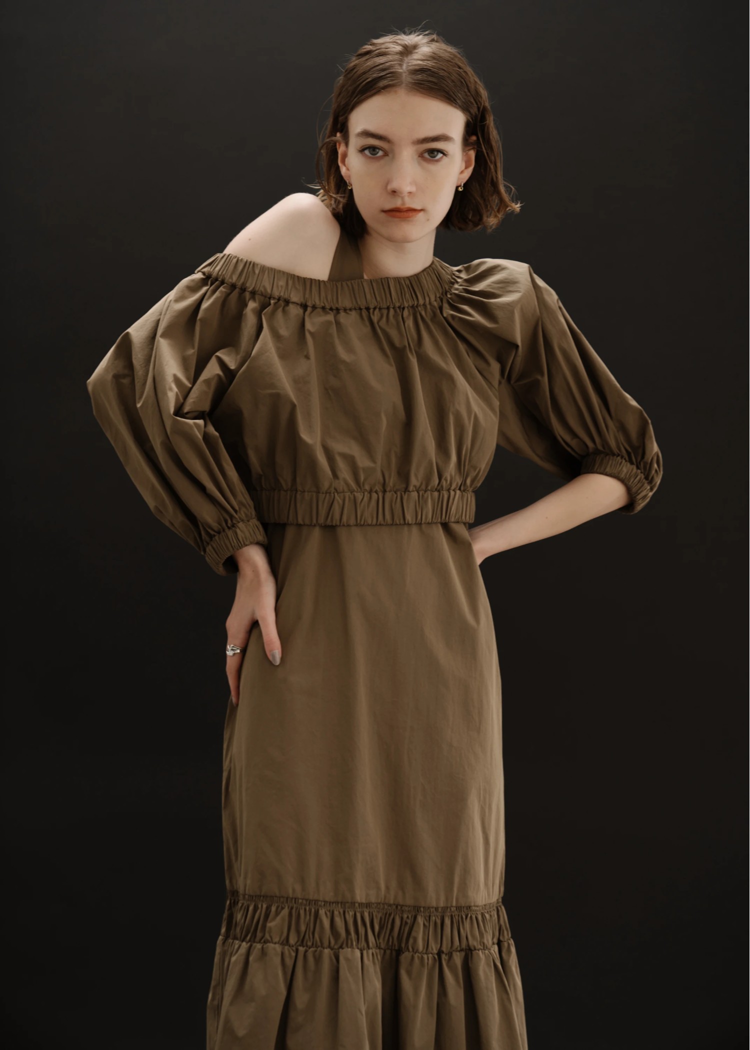 gather multi TOPS × asymmetry camisole mermaid OP SET