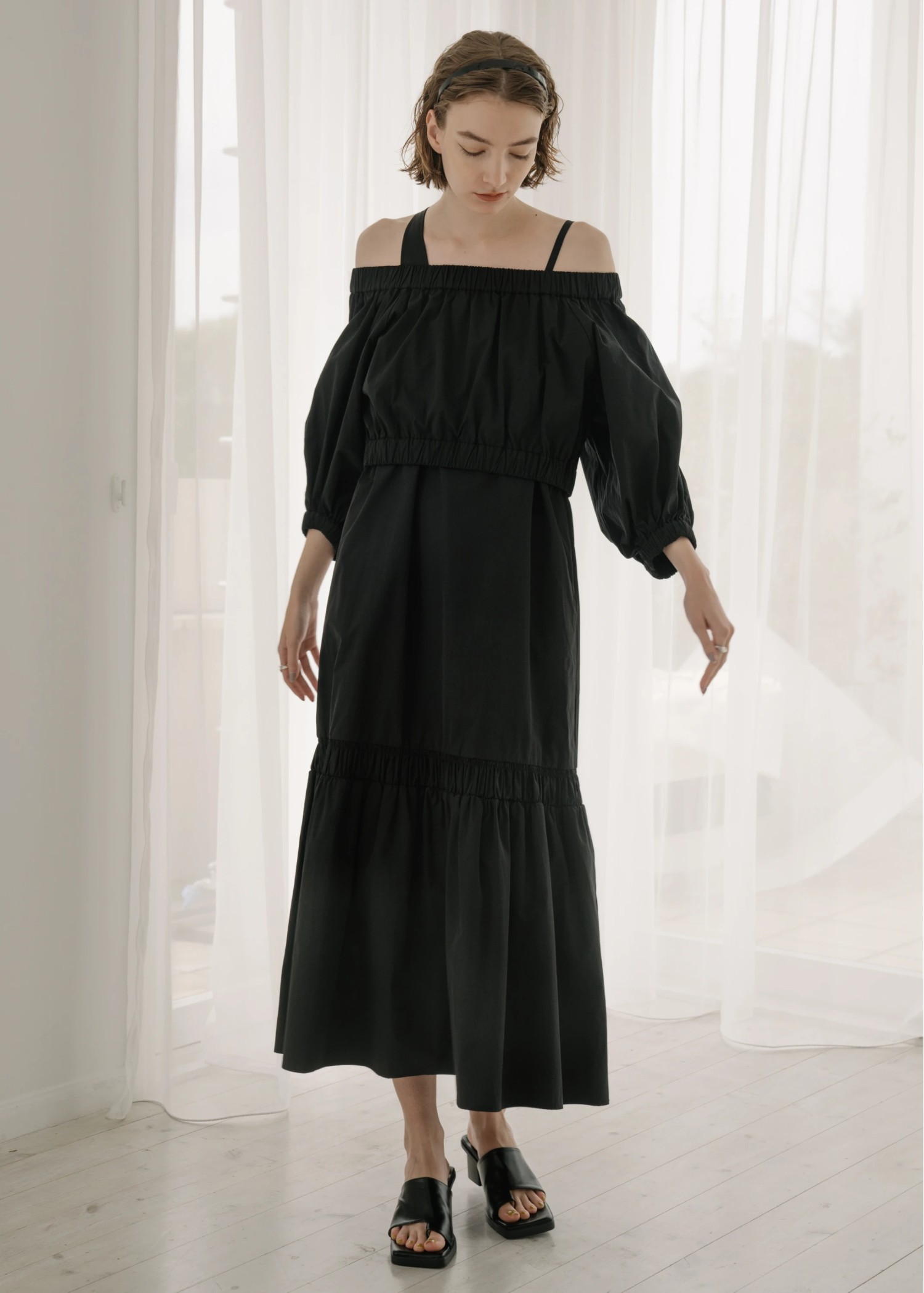 gather multi TOPS × asymmetry camisole mermaid OP SET