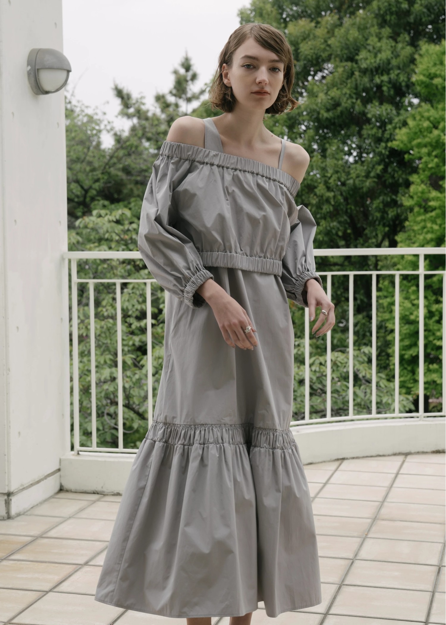 gather multi TOPS × asymmetry camisole mermaid OP SET