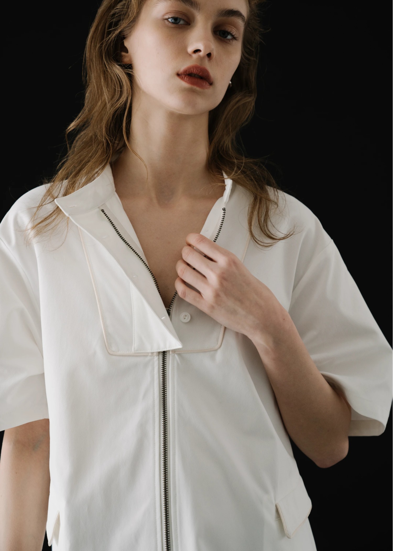 placket front over tuck zip OP/JK