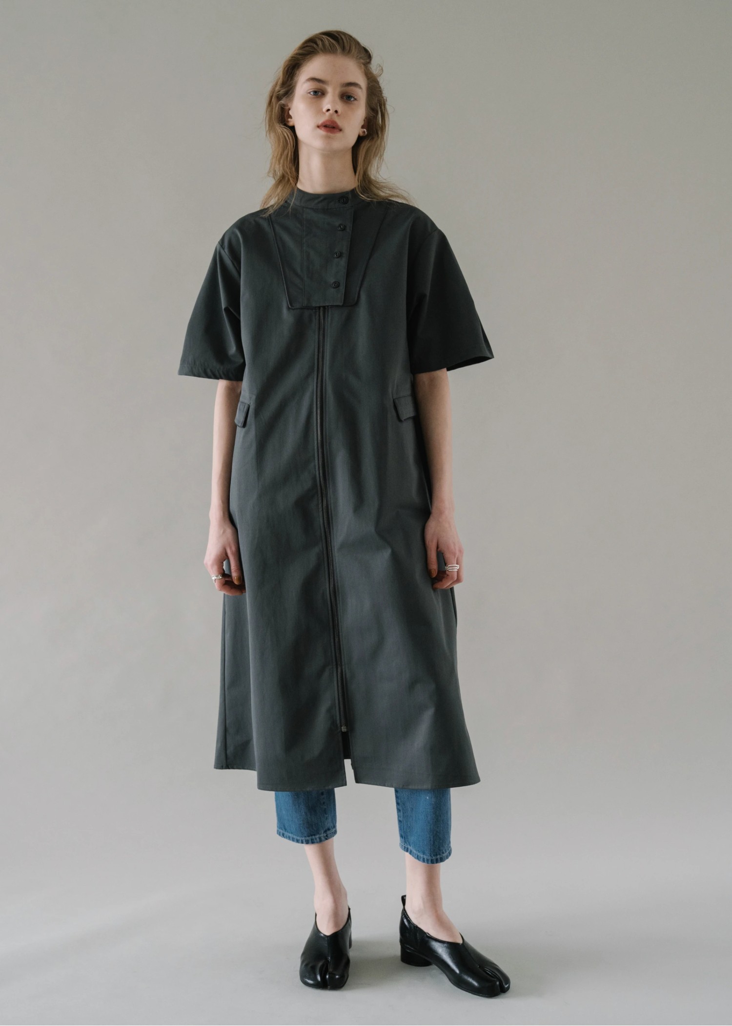 placket front over tuck zip OP/JK