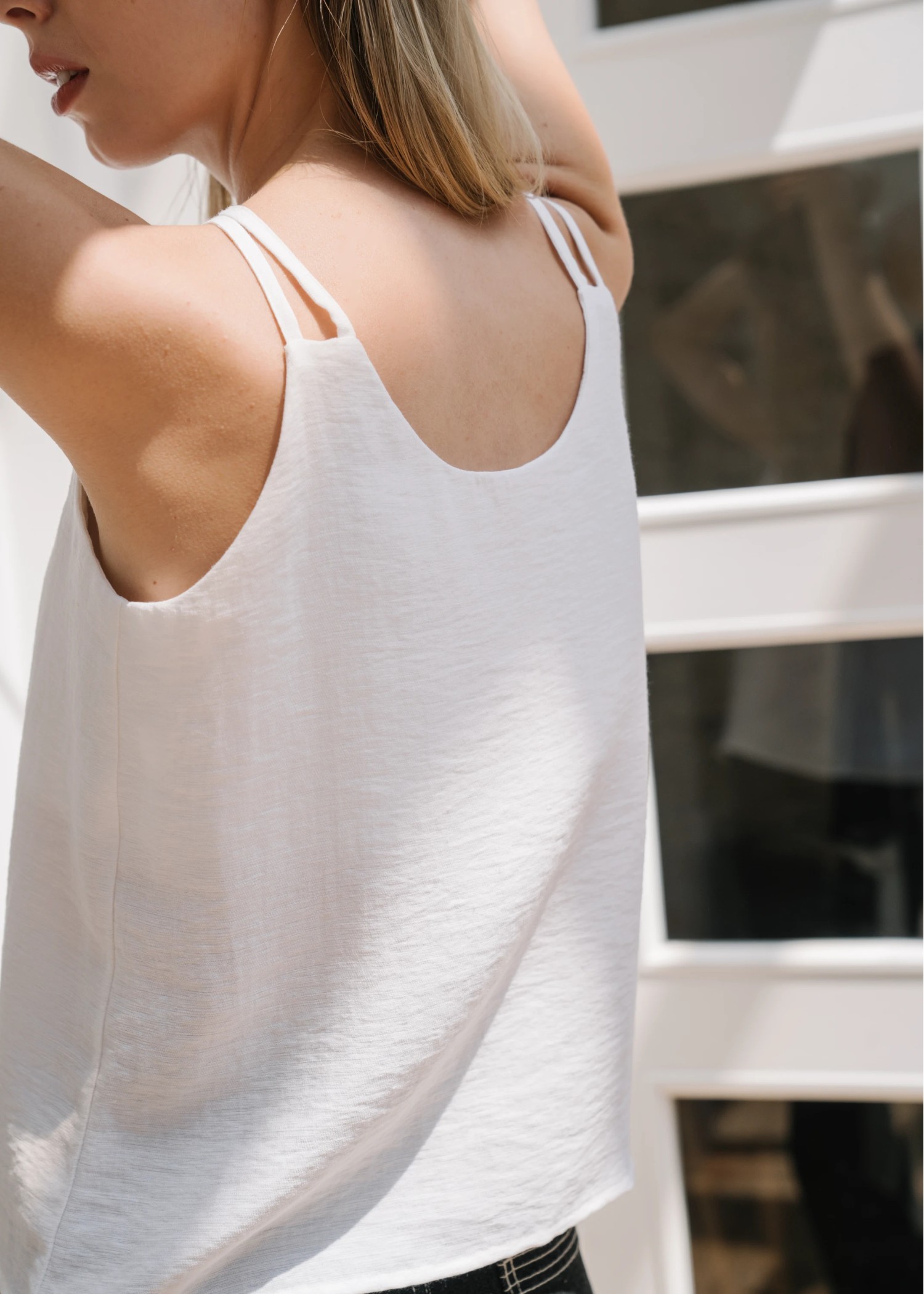 back cross double strap cami