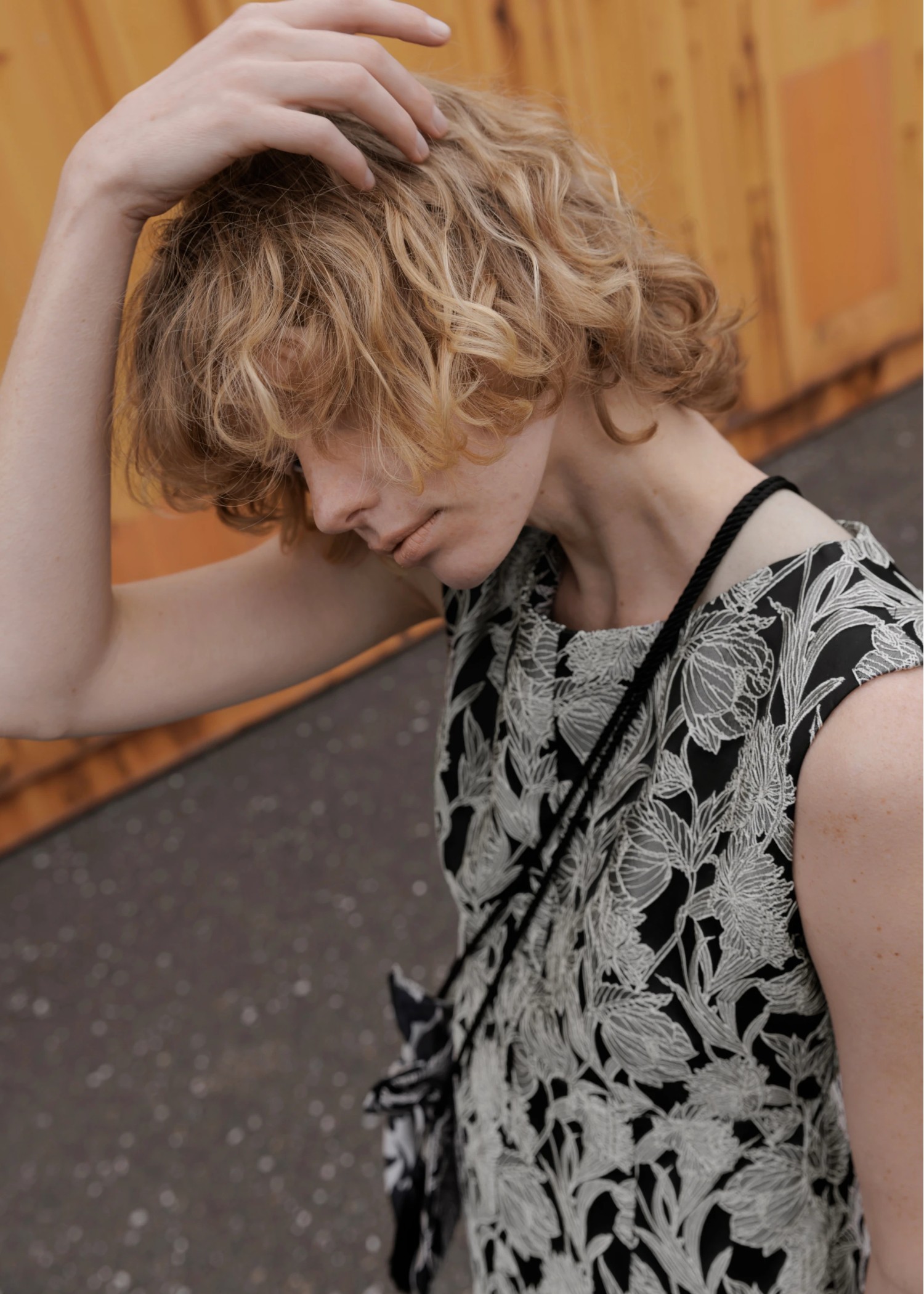 drawstring monotone jacquard bag