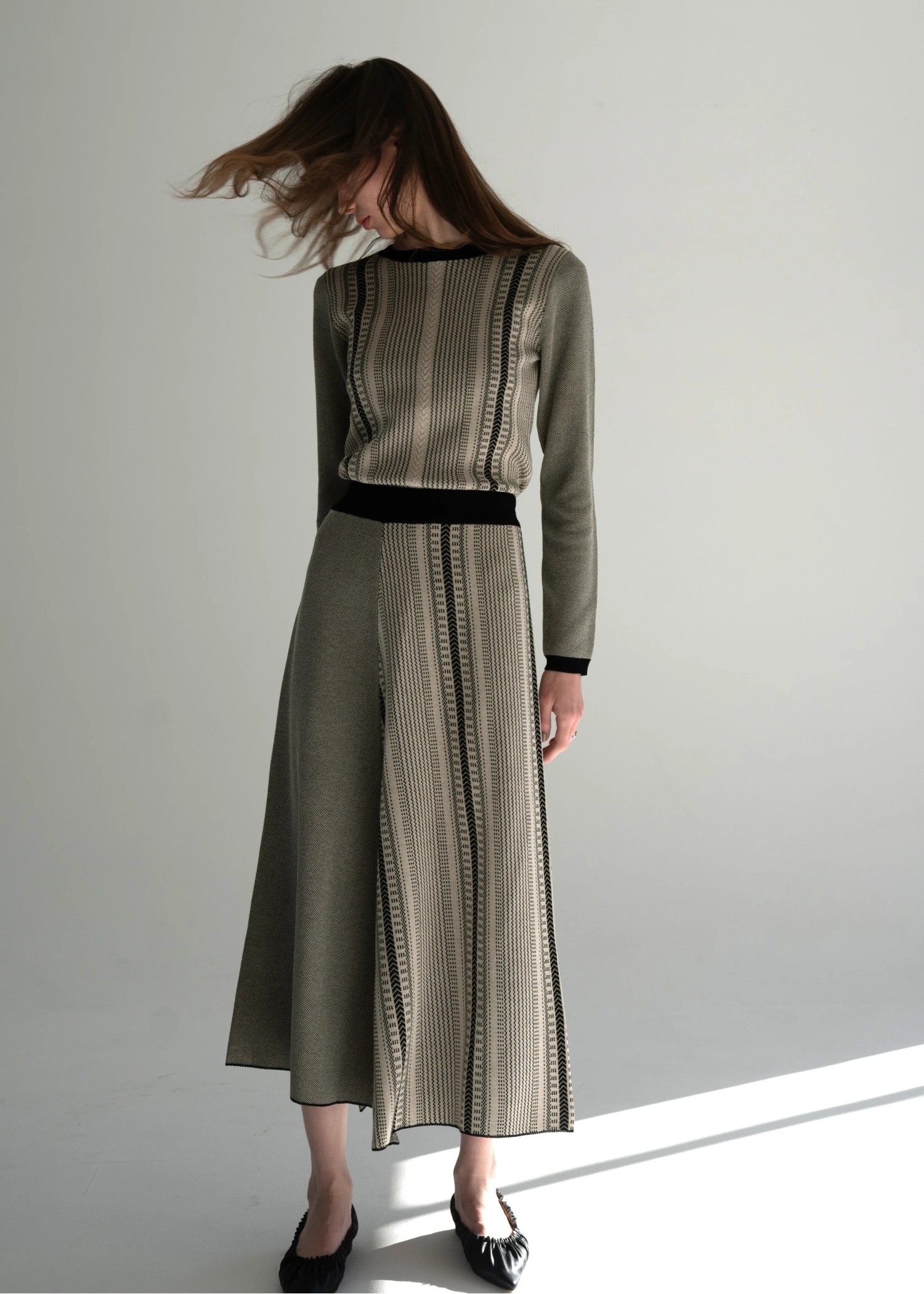 multi stripe jacquard knit