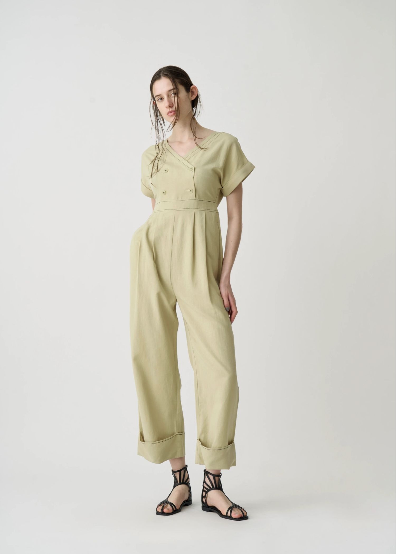 rollup linen kaftan all-in-one