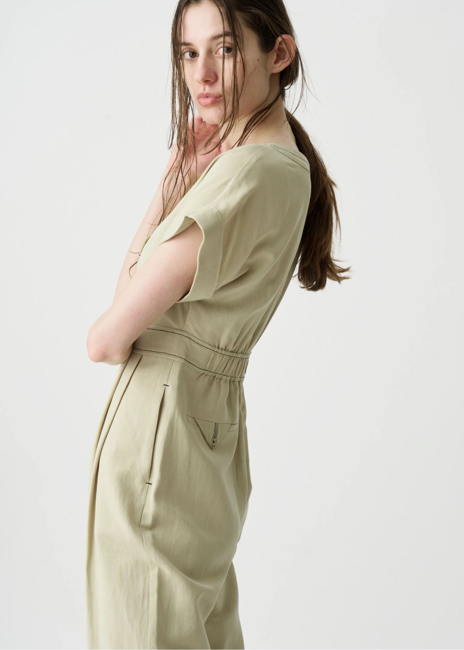 rollup linen kaftan all-in-one