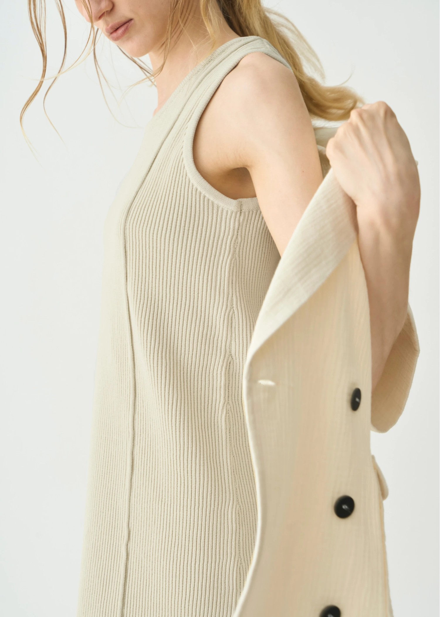 rib aerial knit tank OP