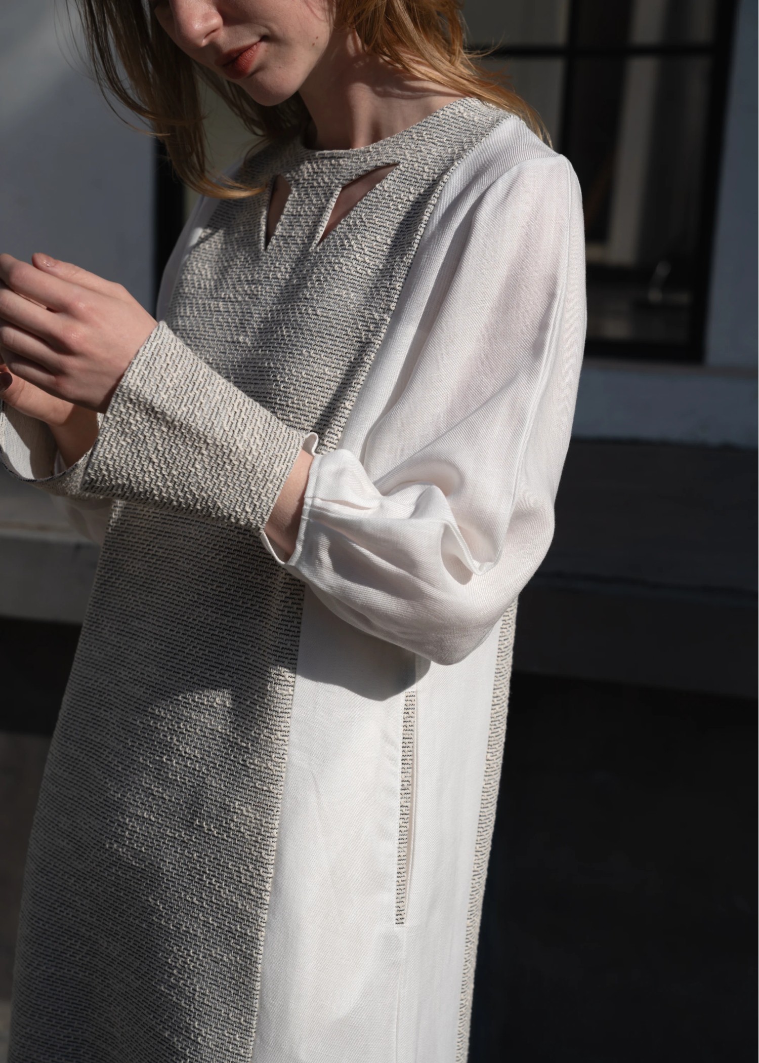 hollow out patchwork tweed OP