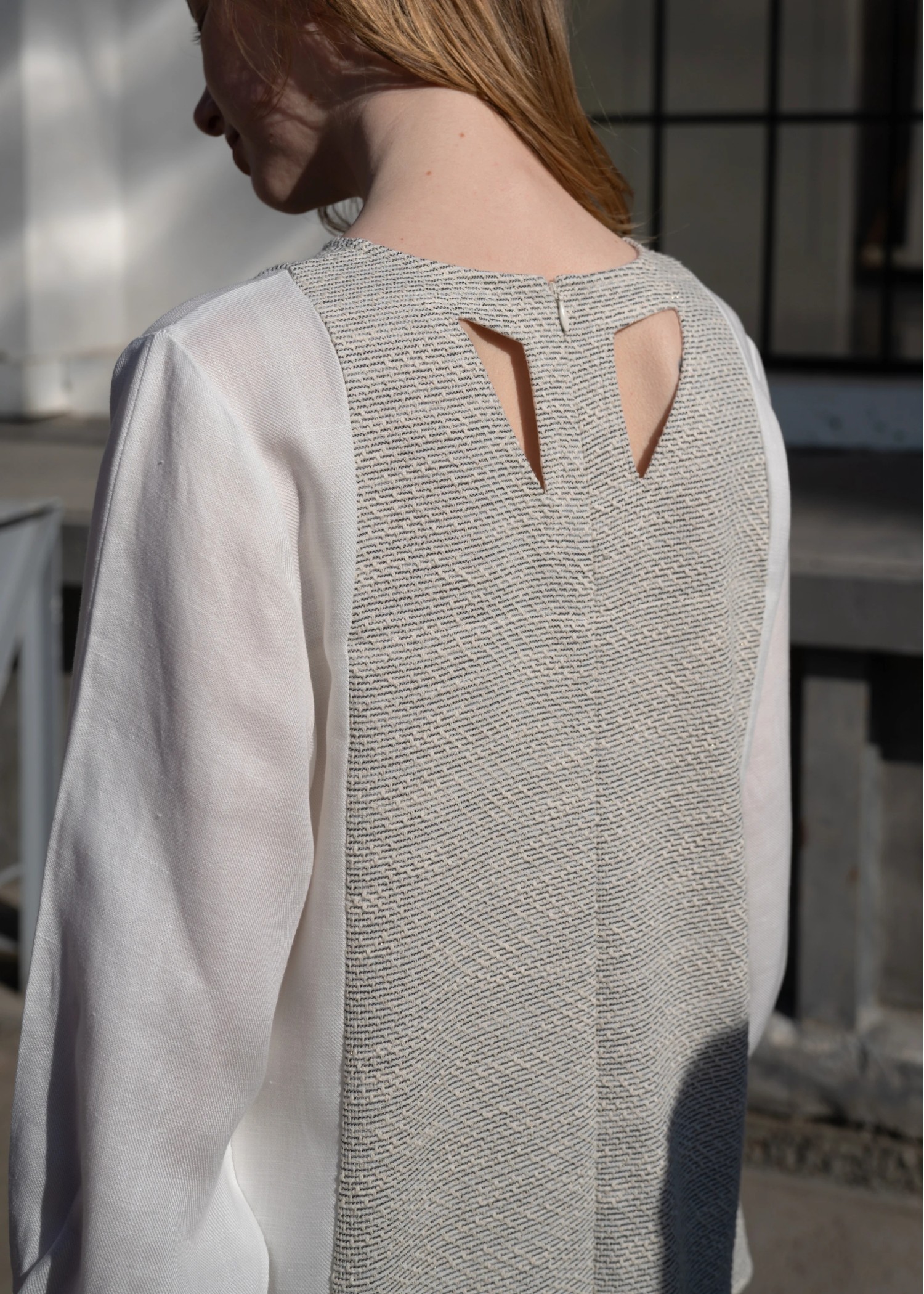 hollow out patchwork tweed OP