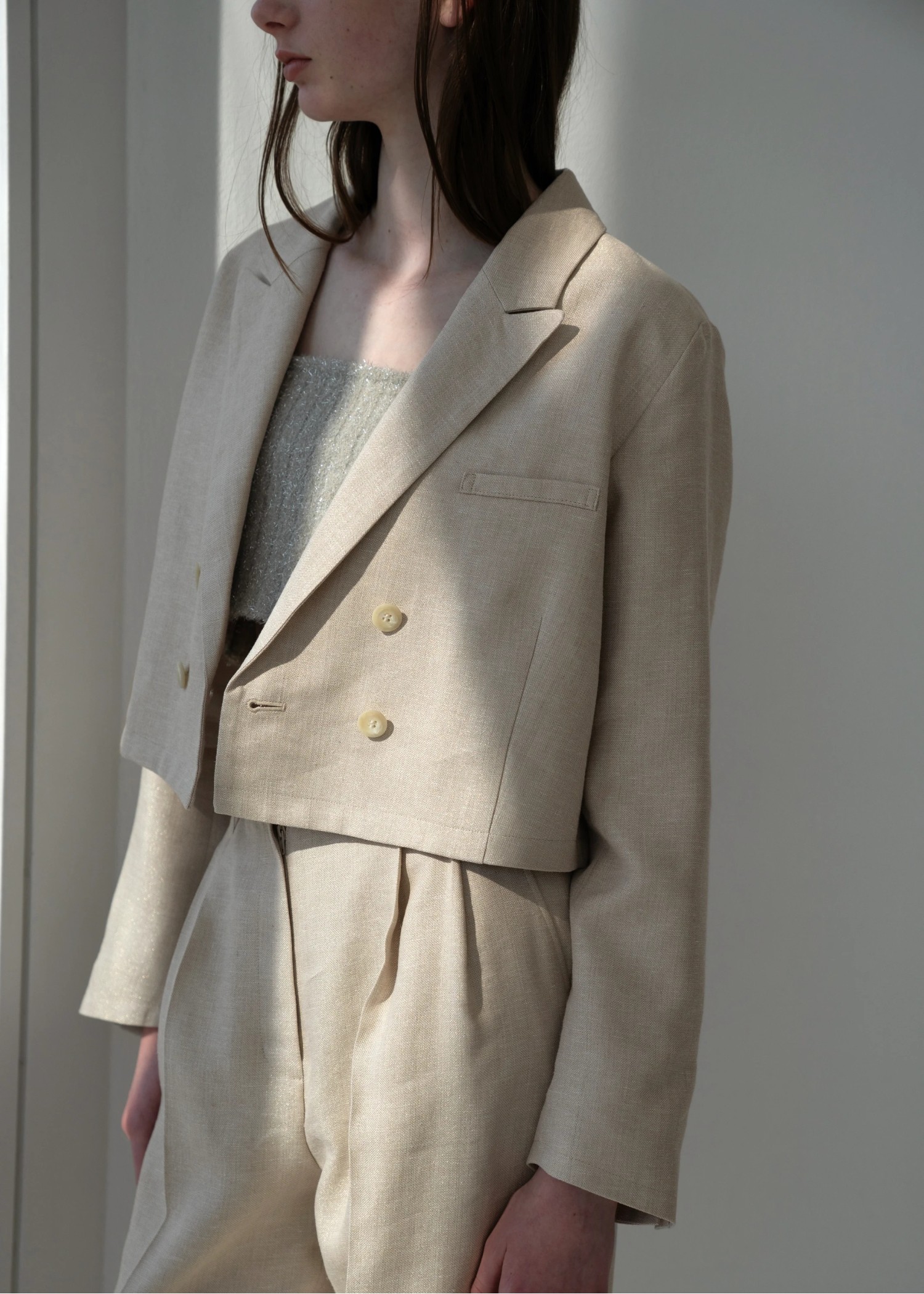 ジャケット・アウター short lame linen twill peaked lapel JK WILLFULLY official web store（ウィルフリーコウシキツウハン
