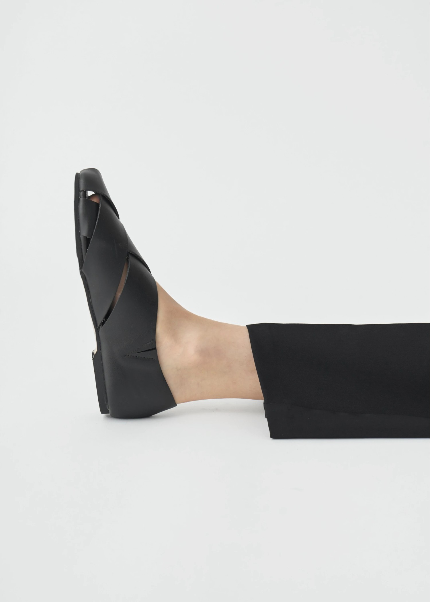 leather braid flat shoes