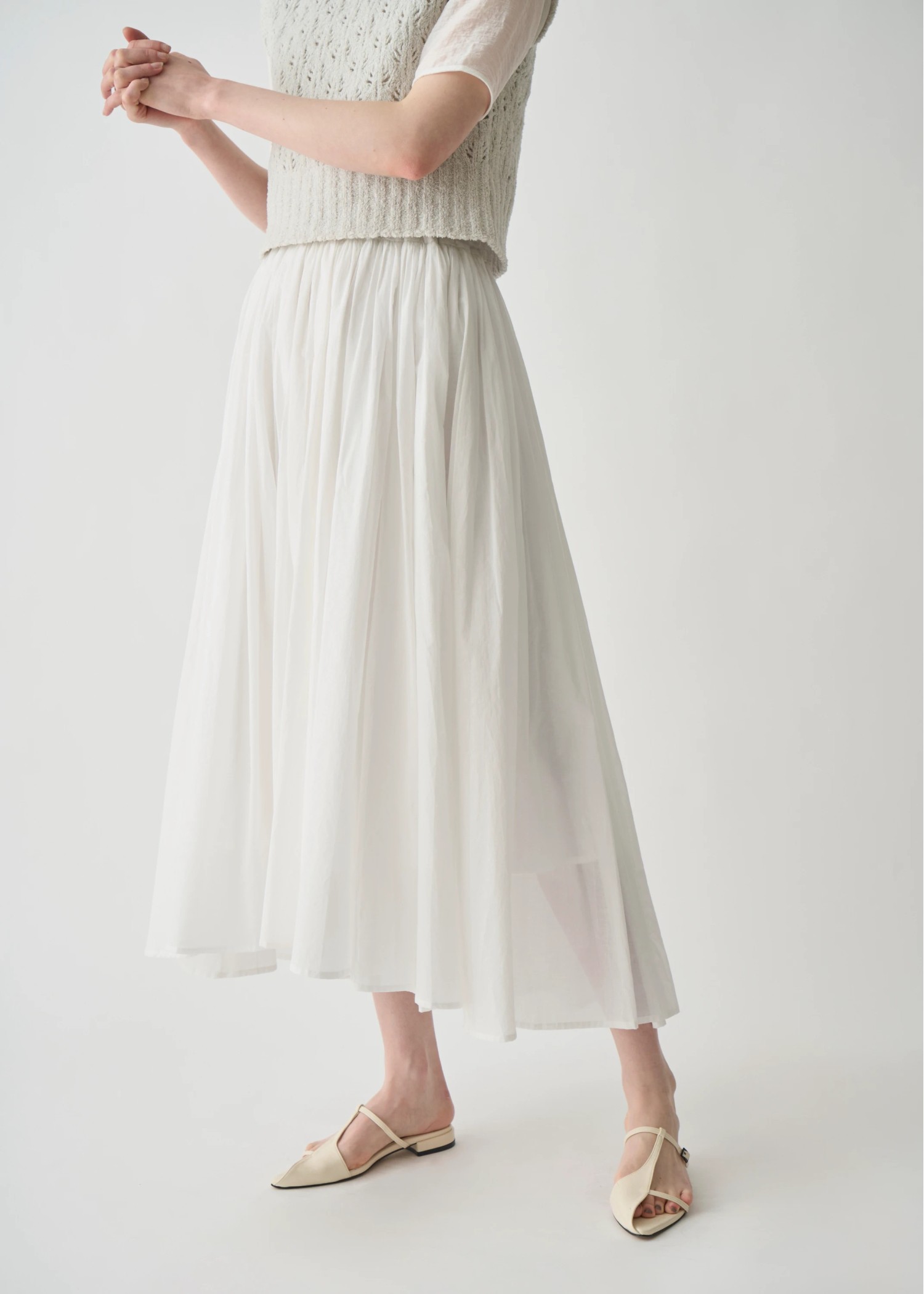 エンフォルド TUCK-HEM SKIRT ホワイト TUCK-HEM SKIRT｜36｜WHT｜SKIRT｜|ENFÖLD OFFICIAL ONLINE