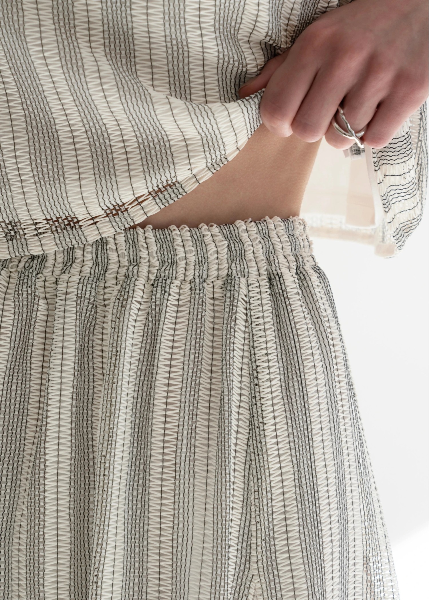 multi stripe lace panel flare SK