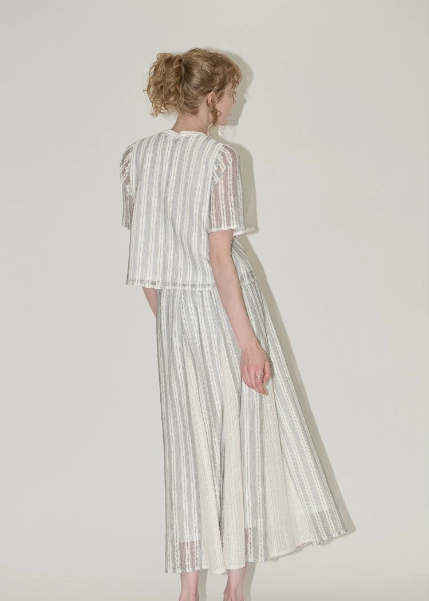 multi stripe lace panel flare SK