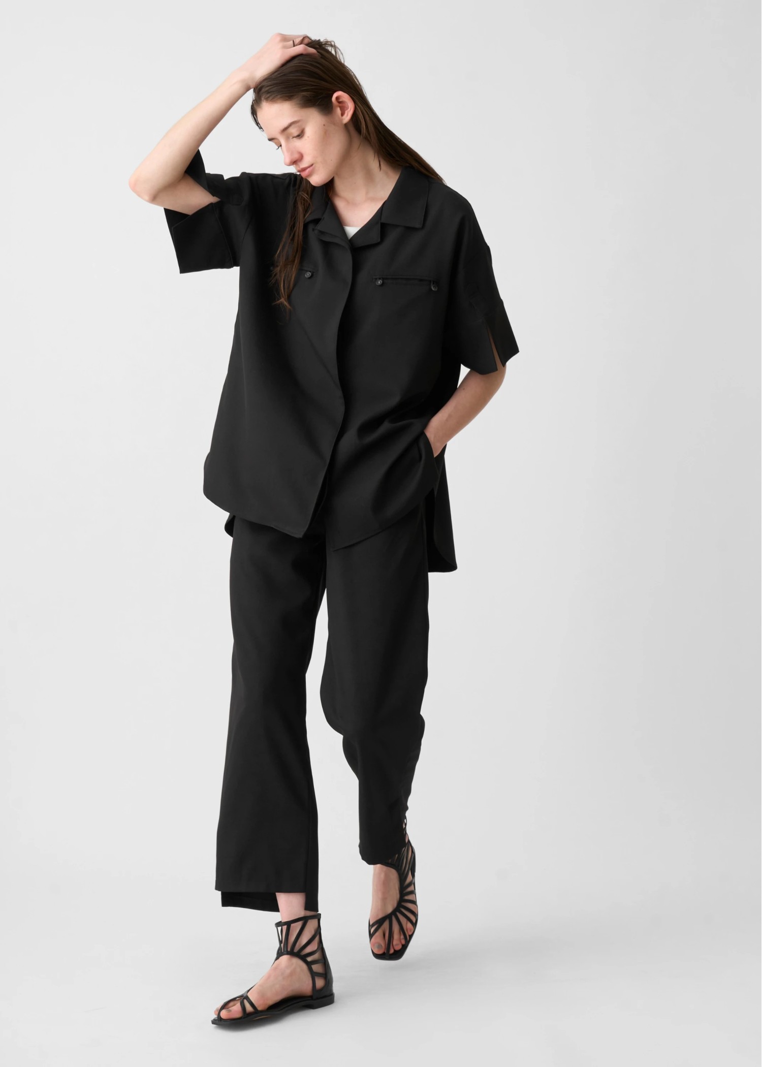 cool touch open collar button tuck up SH