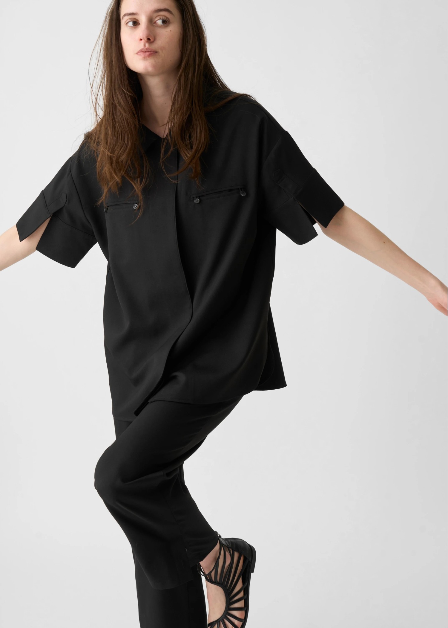 cool touch open collar button tuck up SH