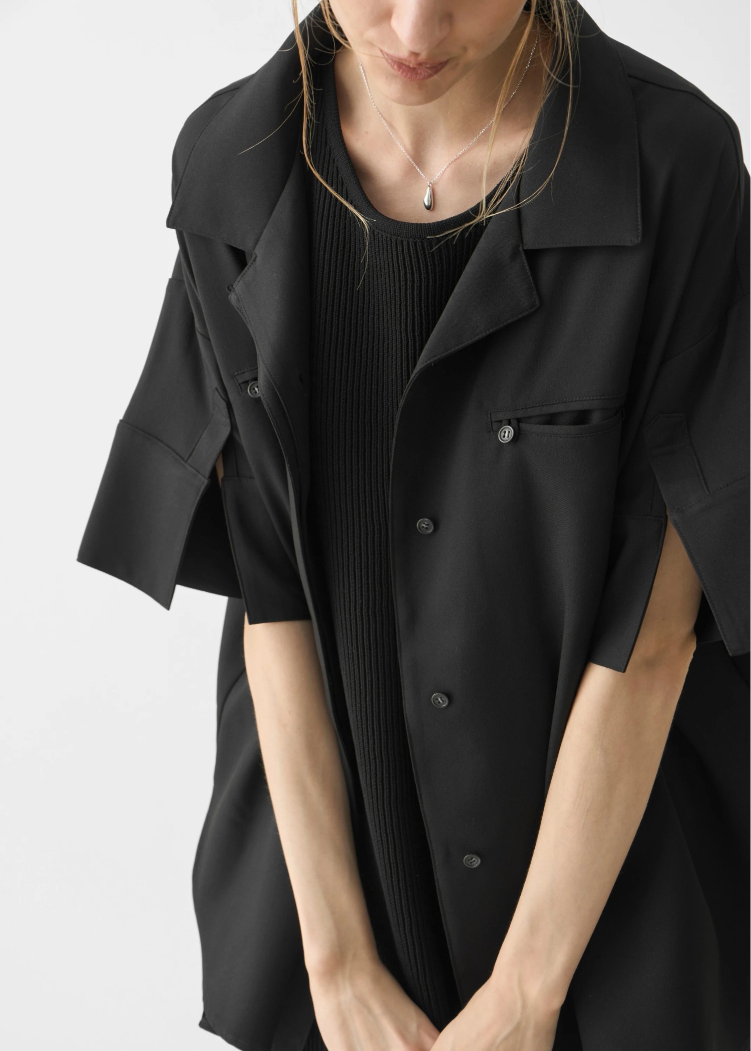 cool touch open collar button tuck up SH