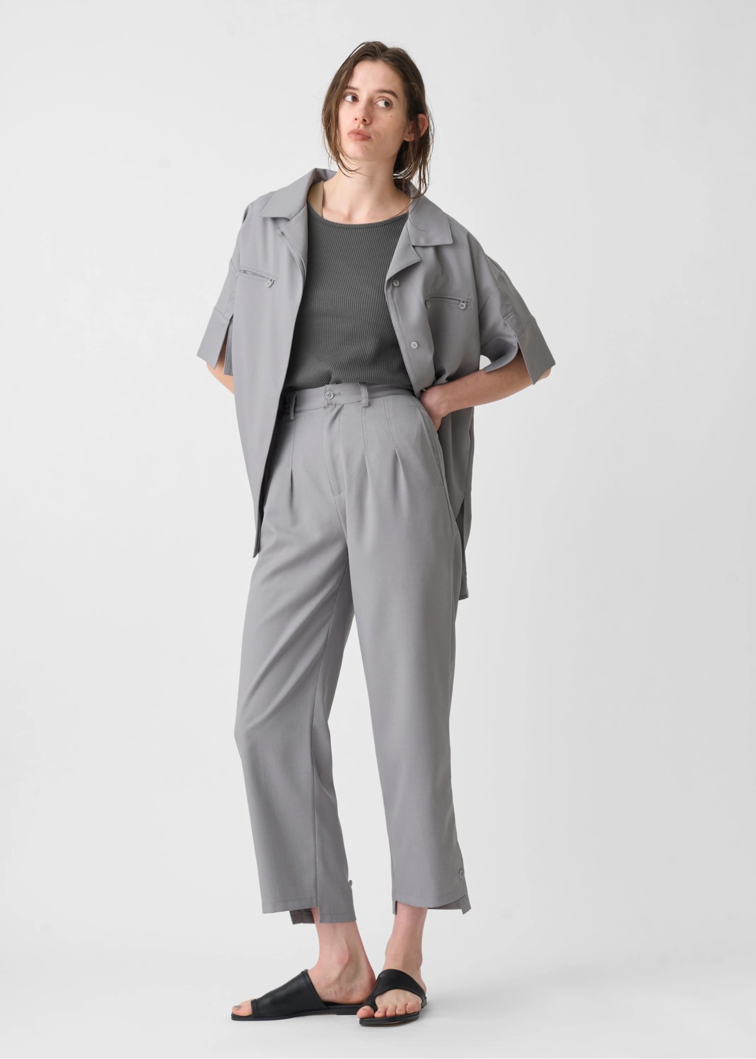 cool touch open collar button tuck up SH