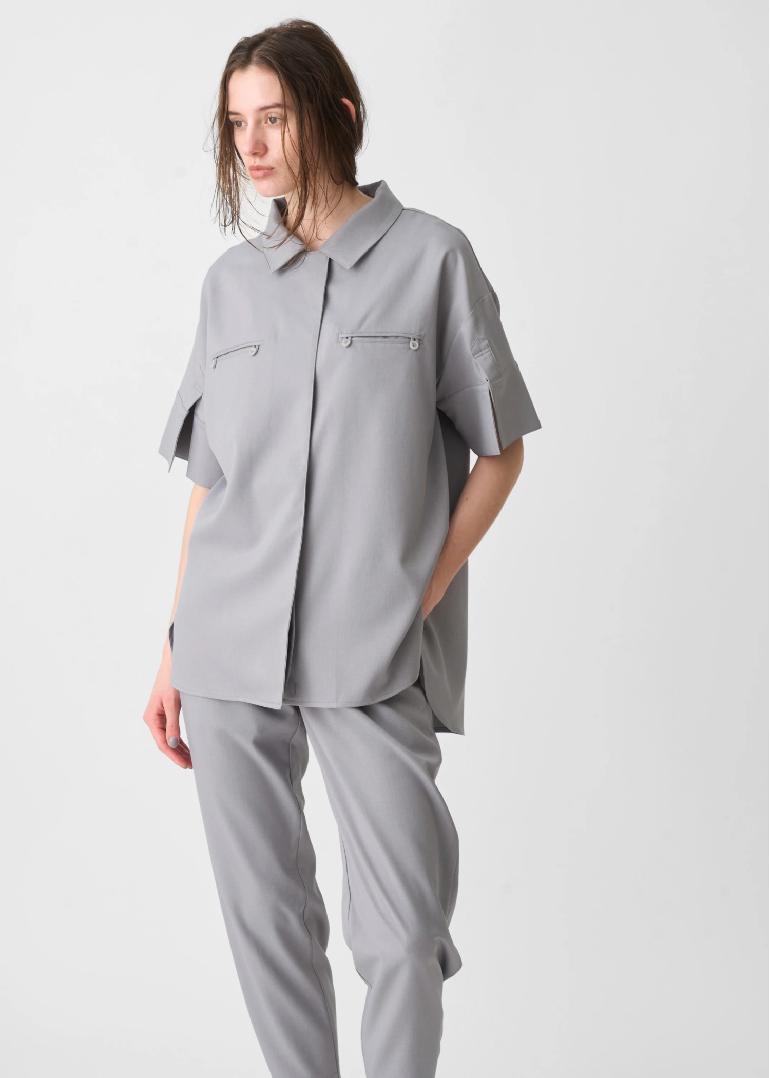 cool touch open collar button tuck up SH