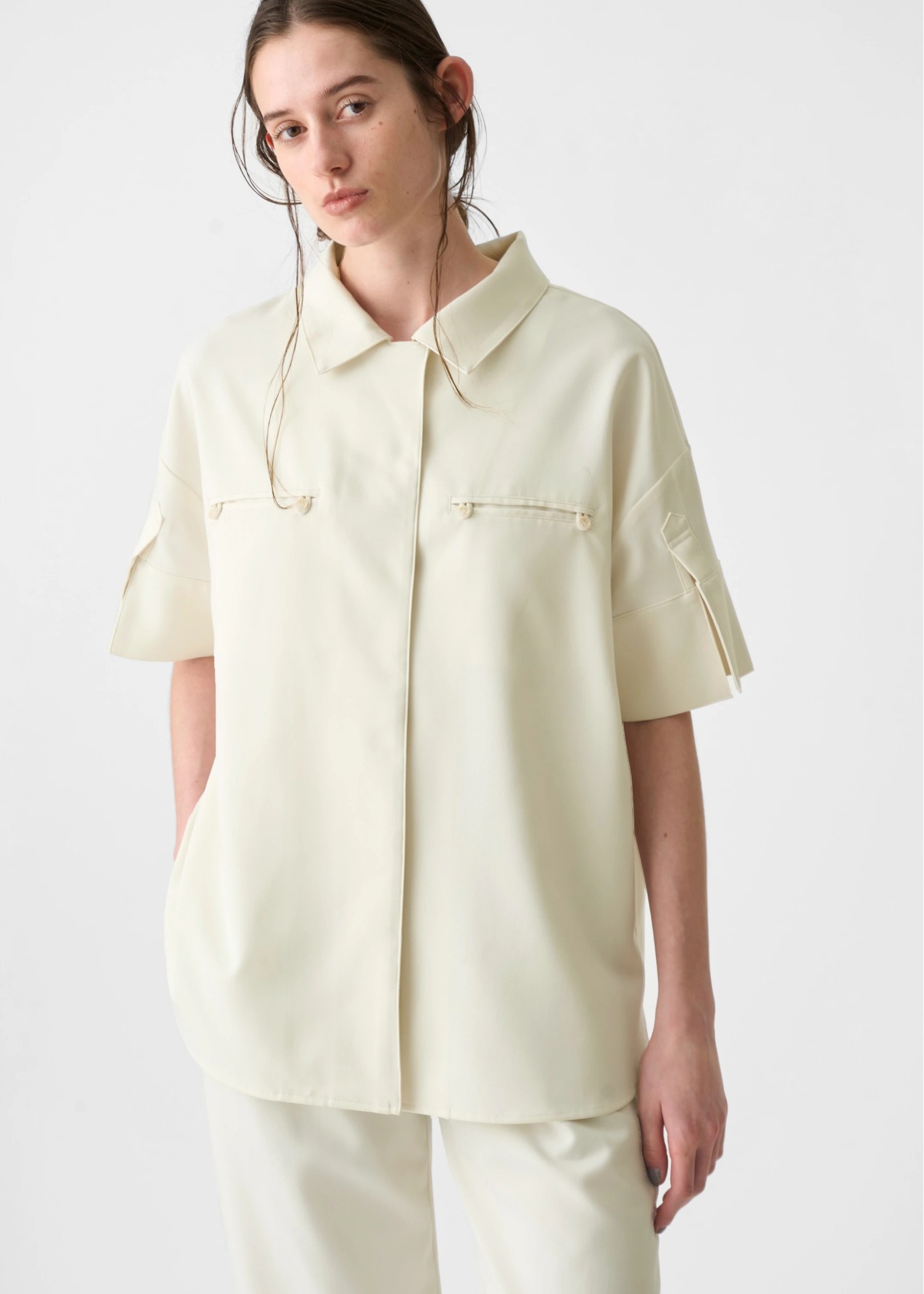 cool touch open collar button tuck up SH