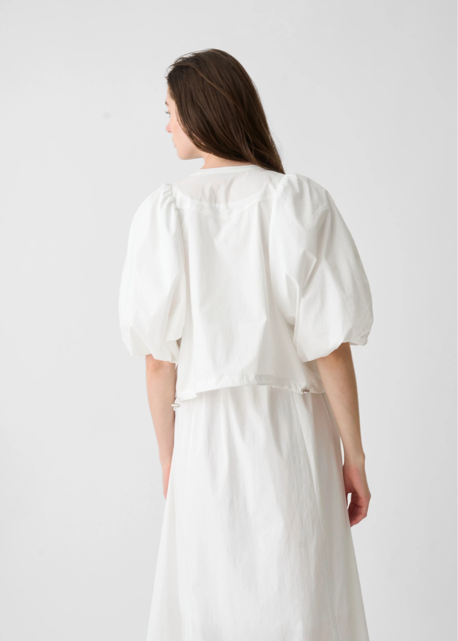 balloon sleeve drawstring zip tops