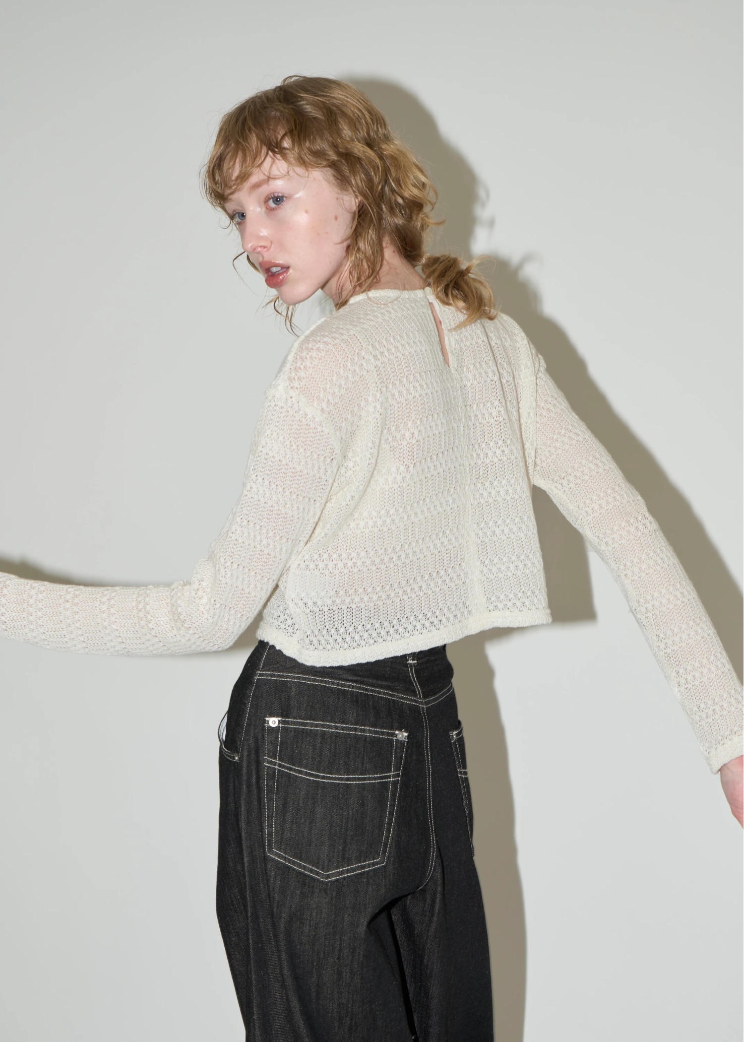 openwork cropped cut sew tops