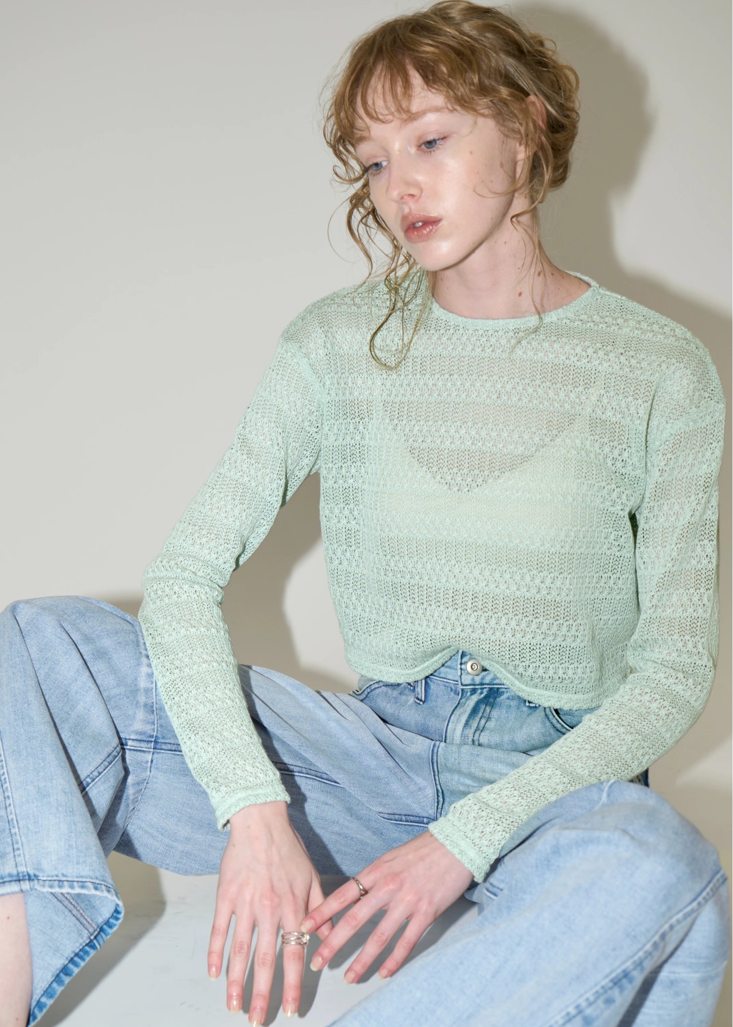 openwork cropped cut sew tops