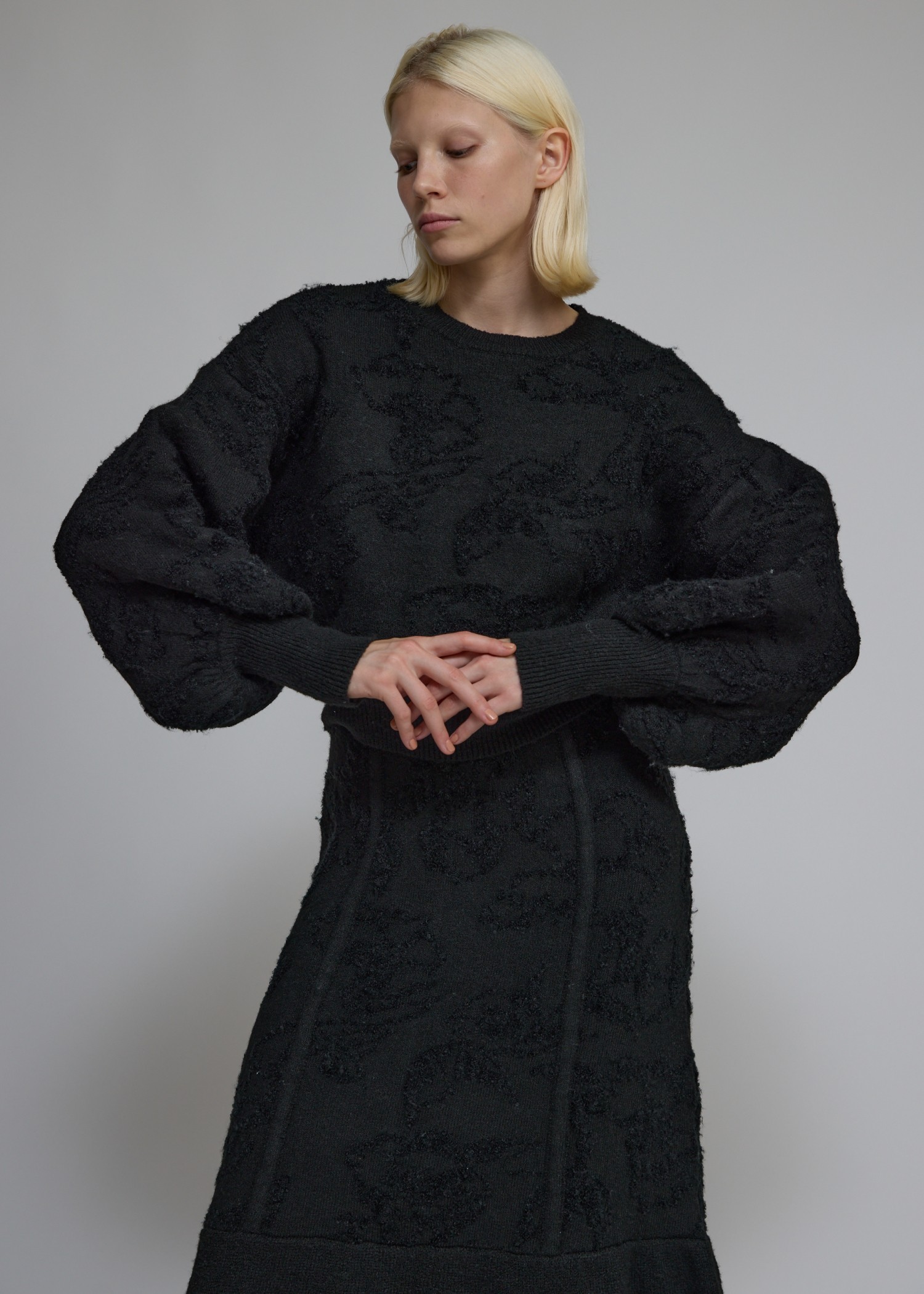 flower jacquard boucle cropped knit