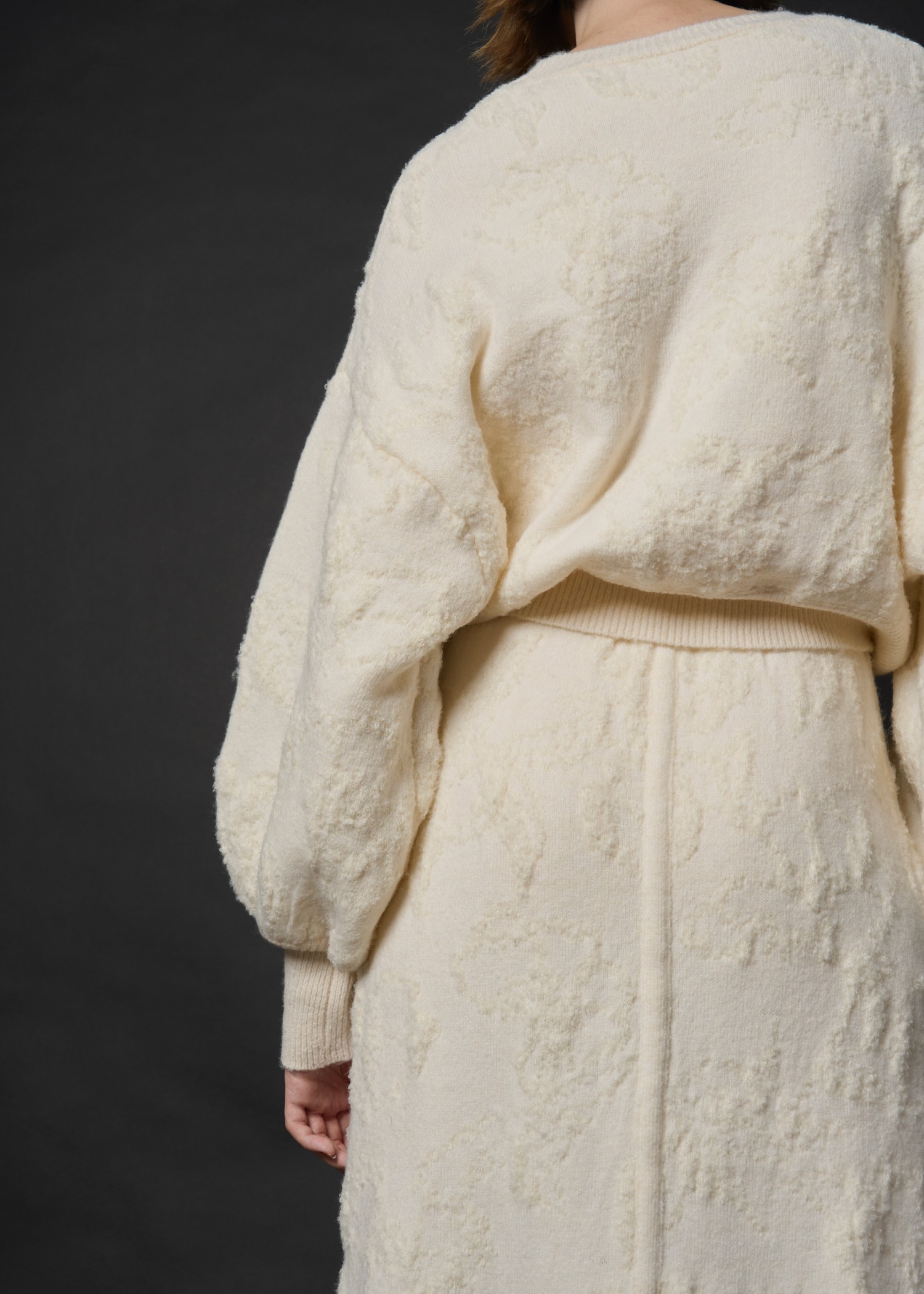 flower jacquard boucle cropped knit