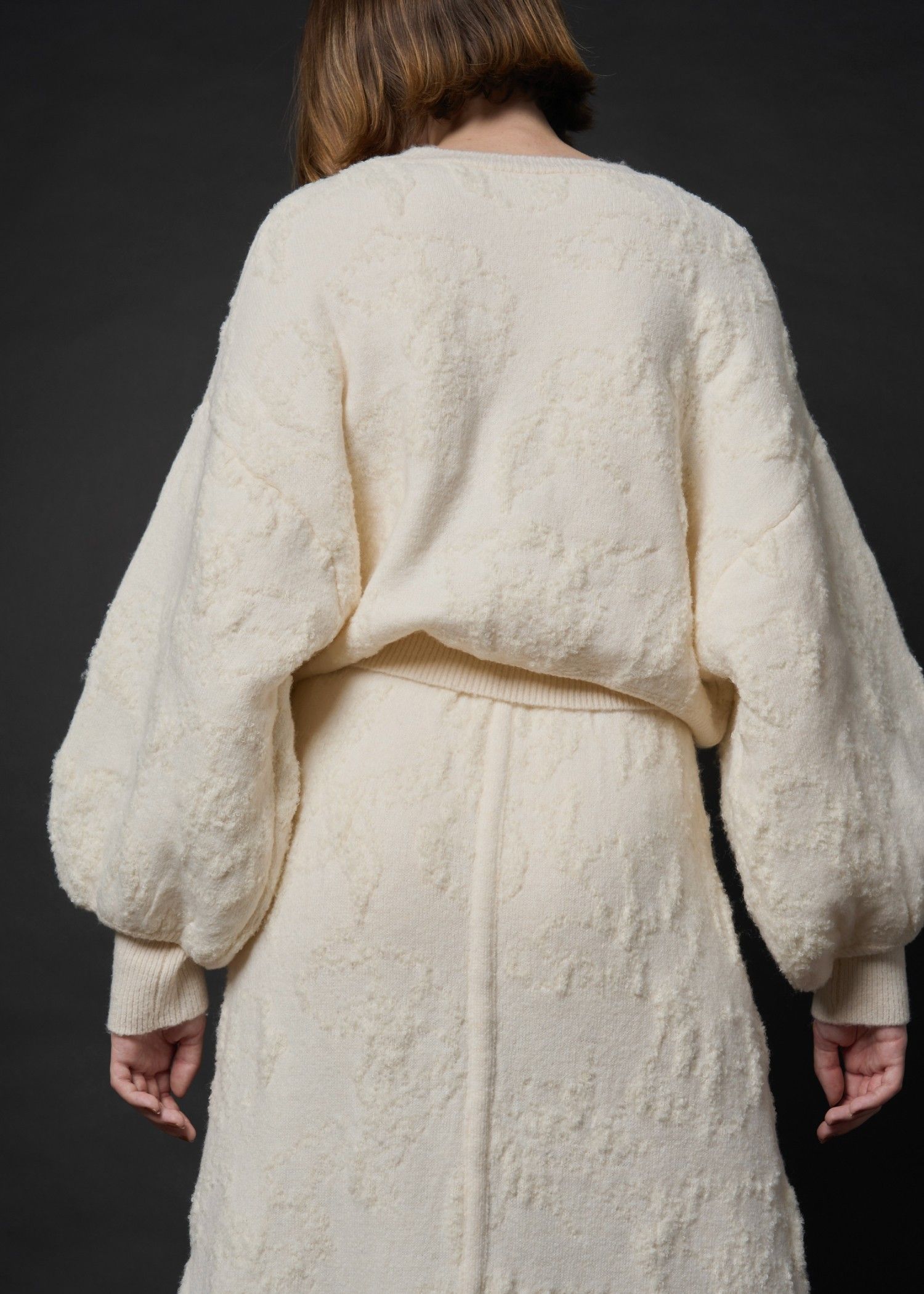 flower jacquard boucle cropped knit