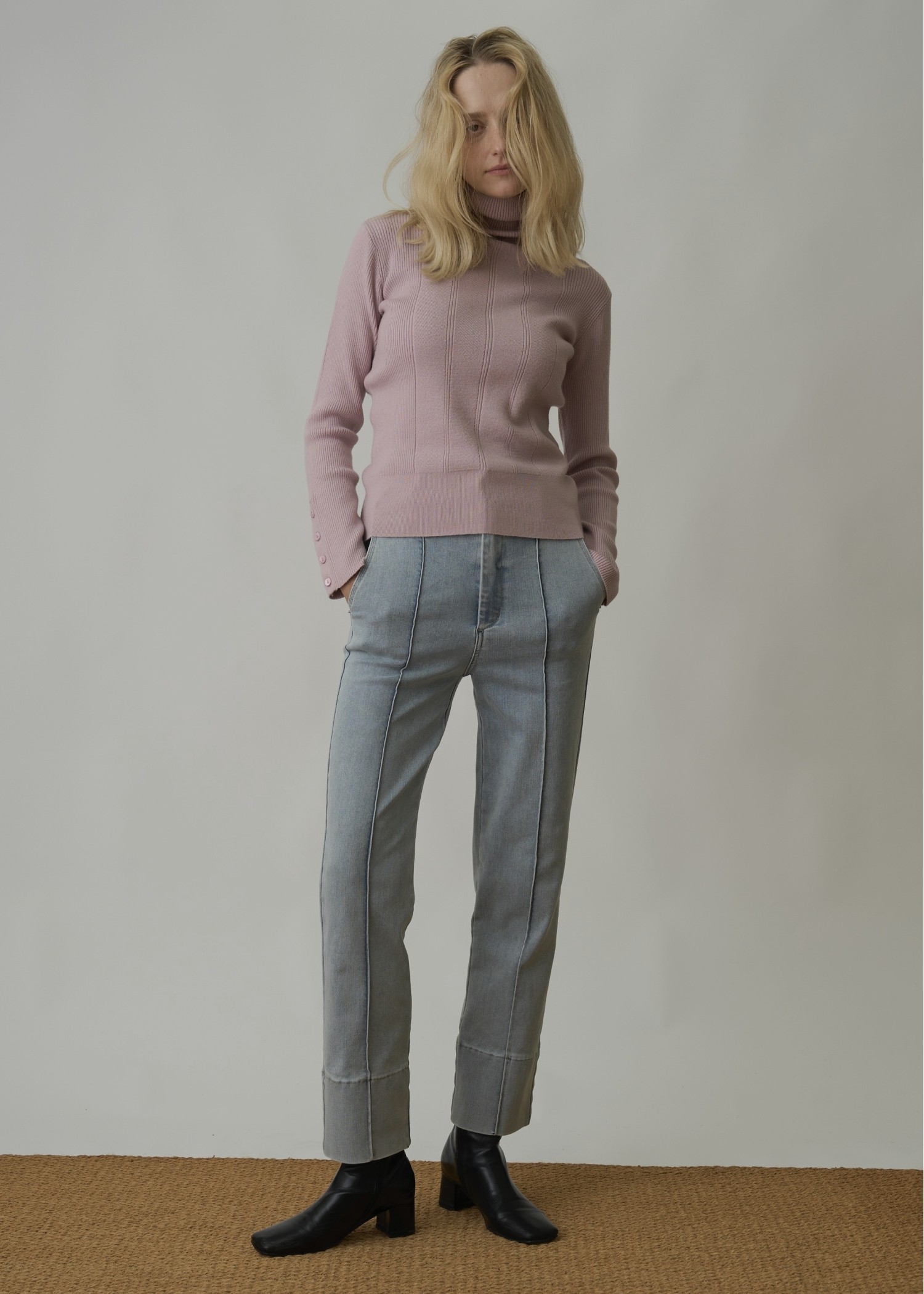 arm button turtle rib knit