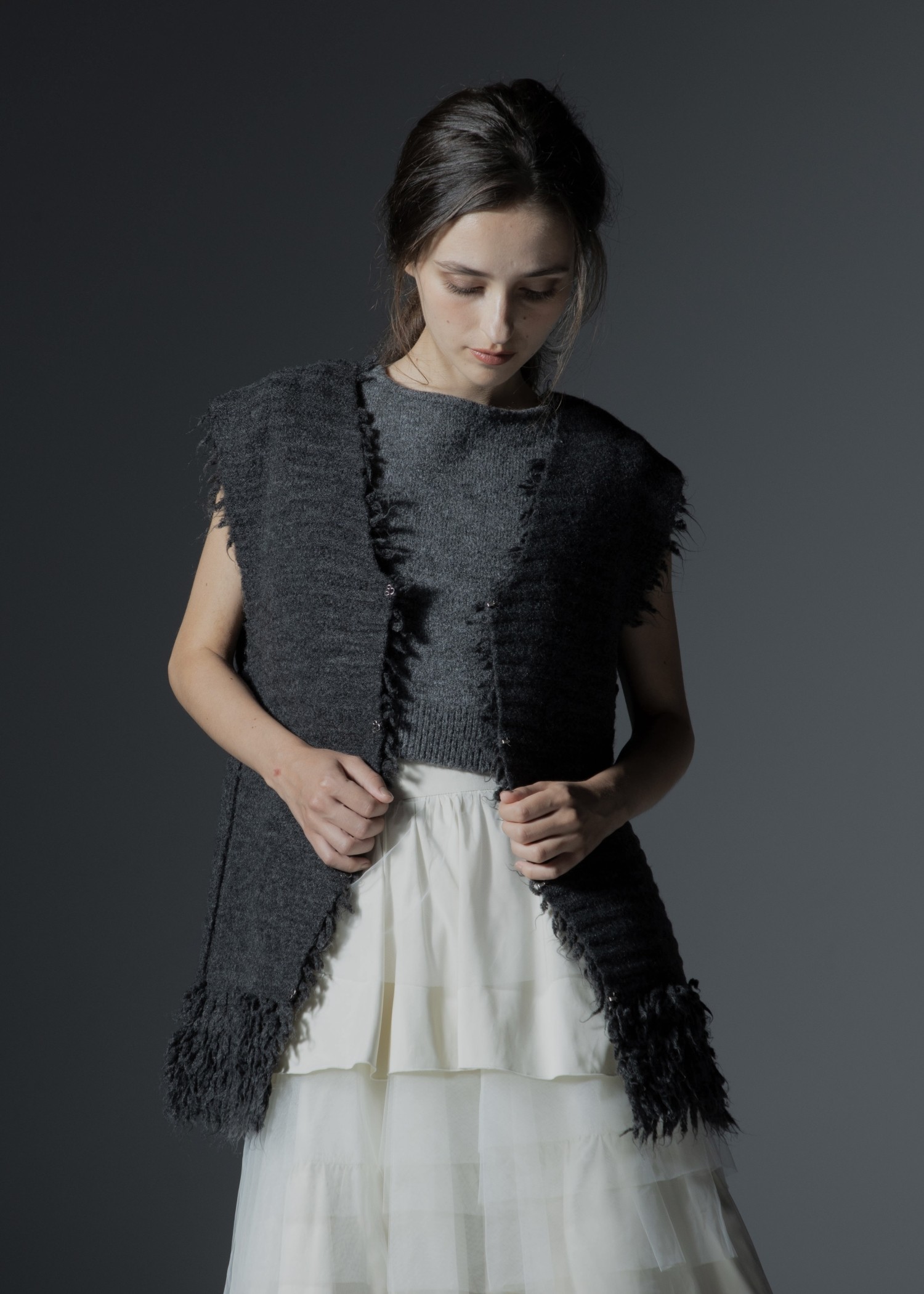 long loop reversible knit vest