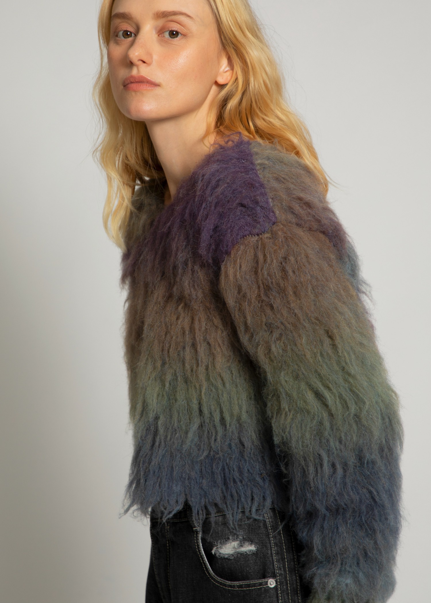 blurred pattern short loop knit