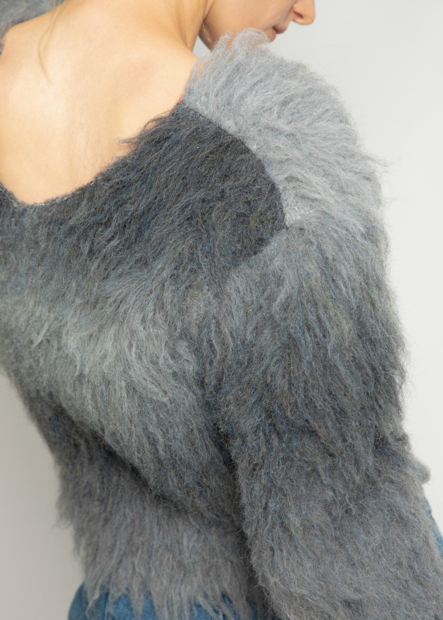 blurred pattern short loop knit