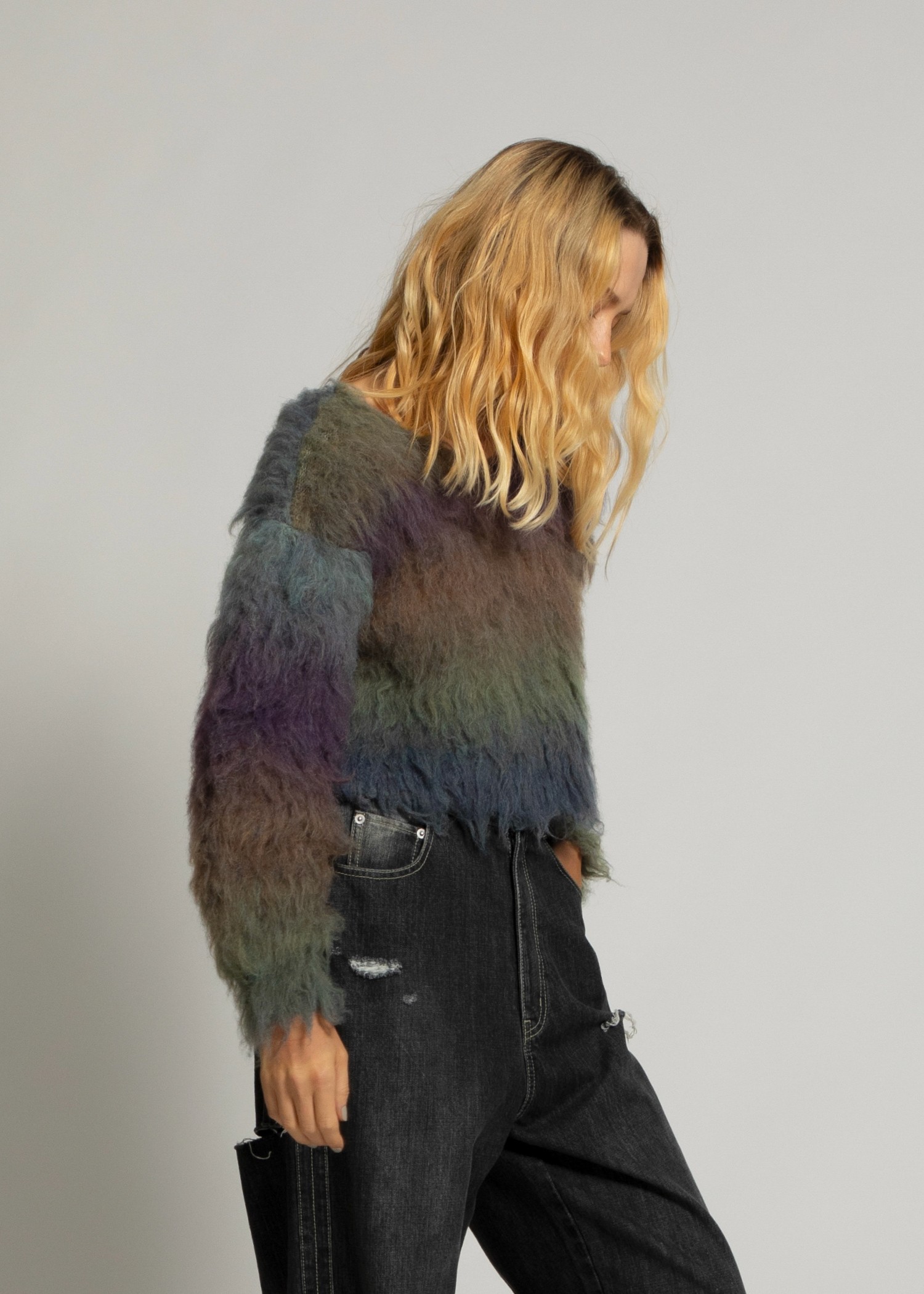 blurred pattern short loop knit