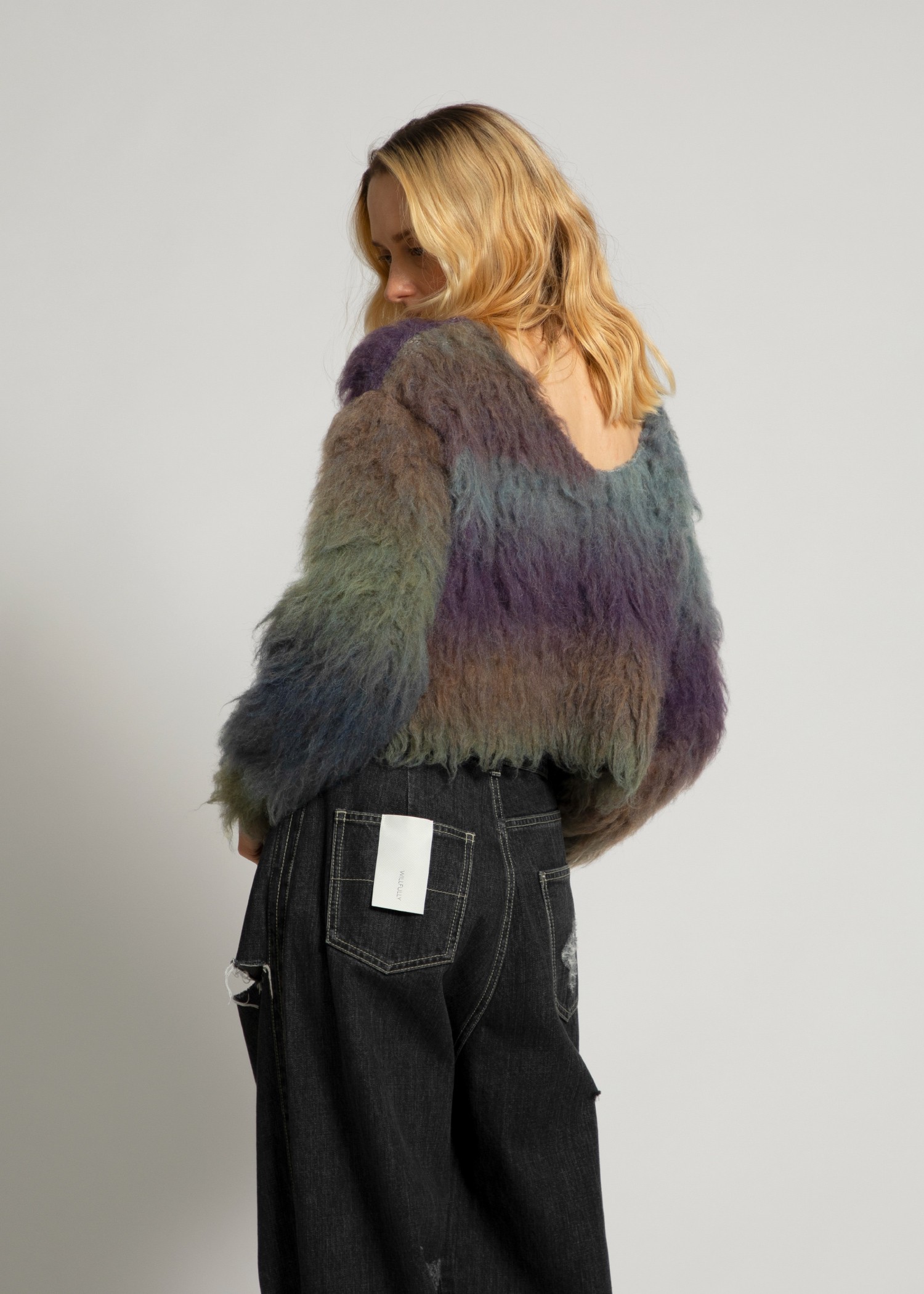 blurred pattern short loop knit