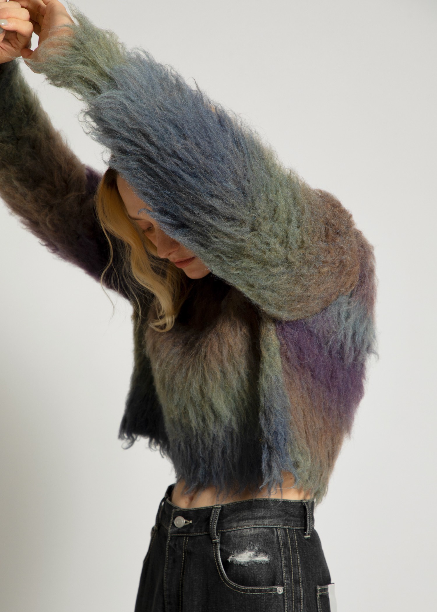 blurred pattern short loop knit