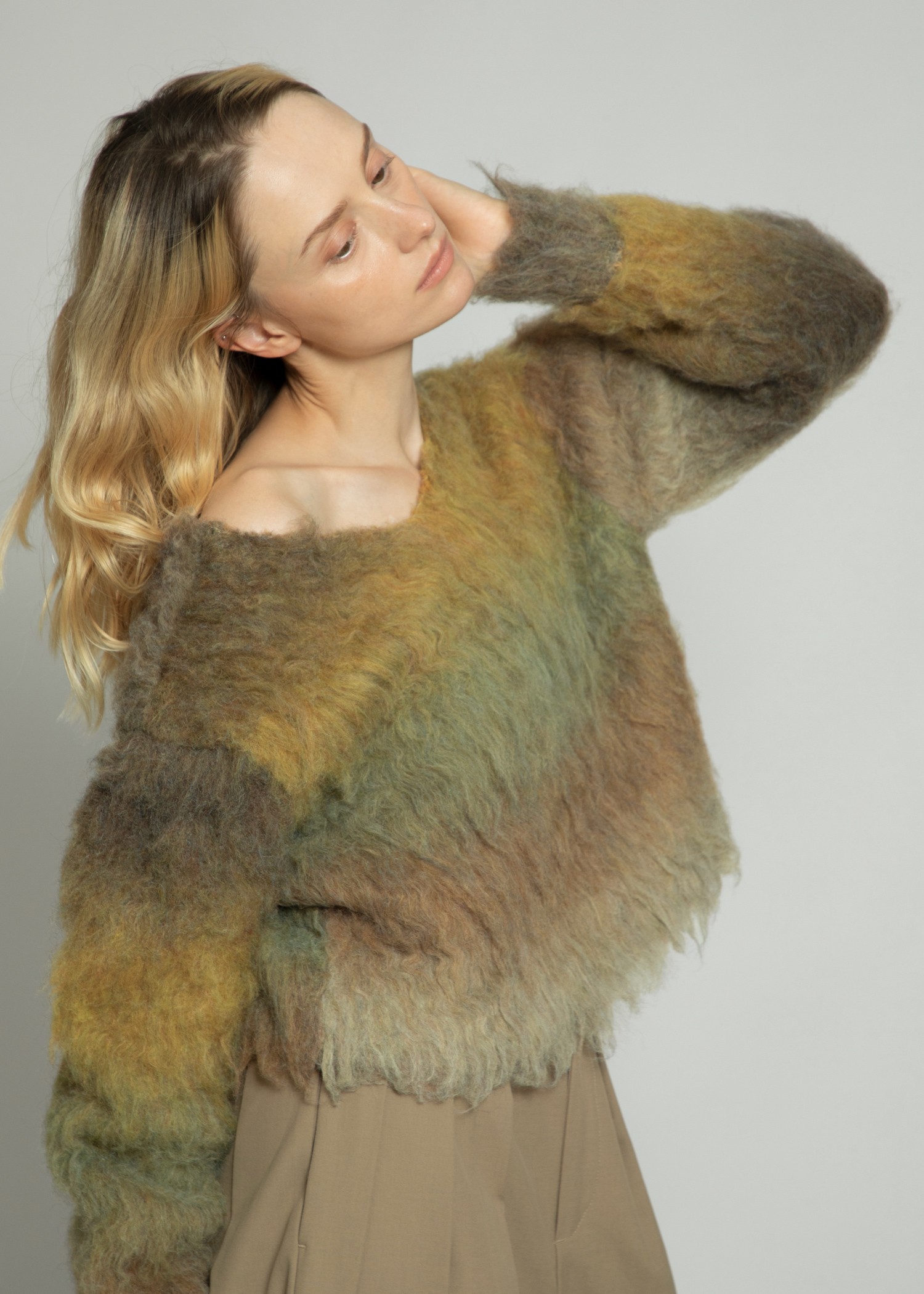 blurred pattern short loop knit