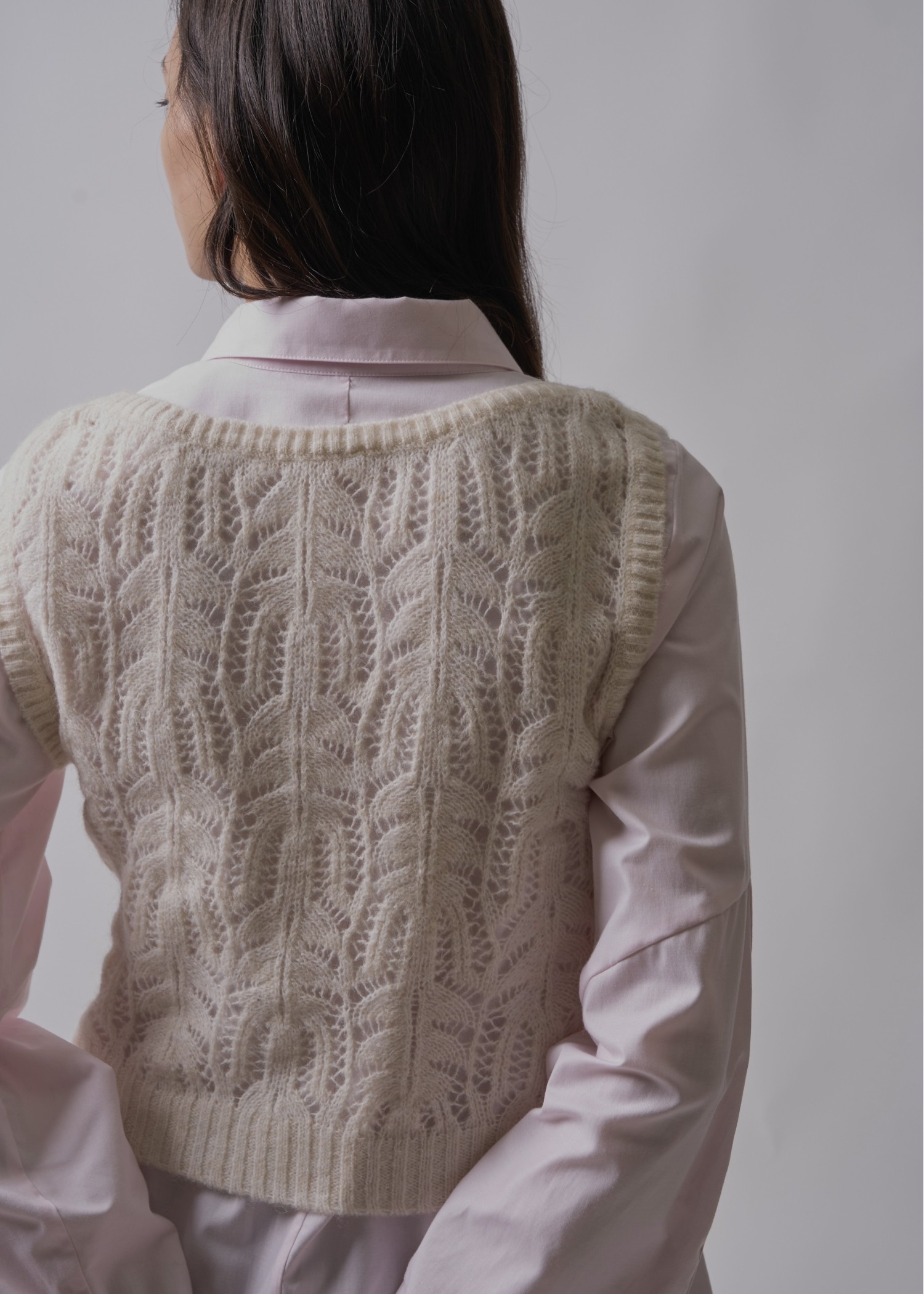 round neck sheer crochet knit tank