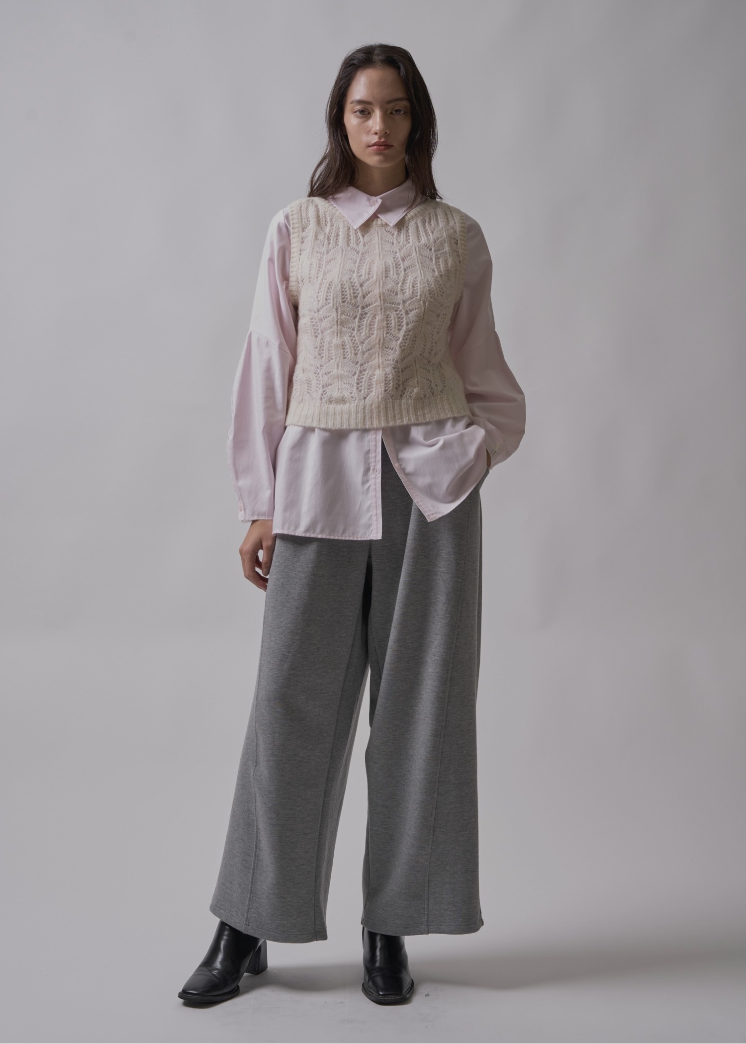 round neck sheer crochet knit tank