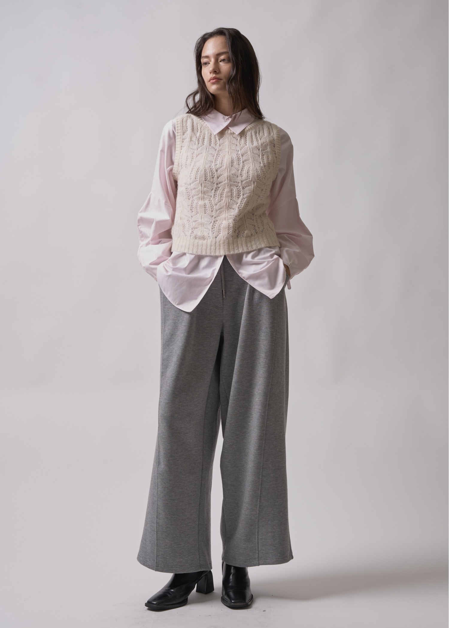 round neck sheer crochet knit tank