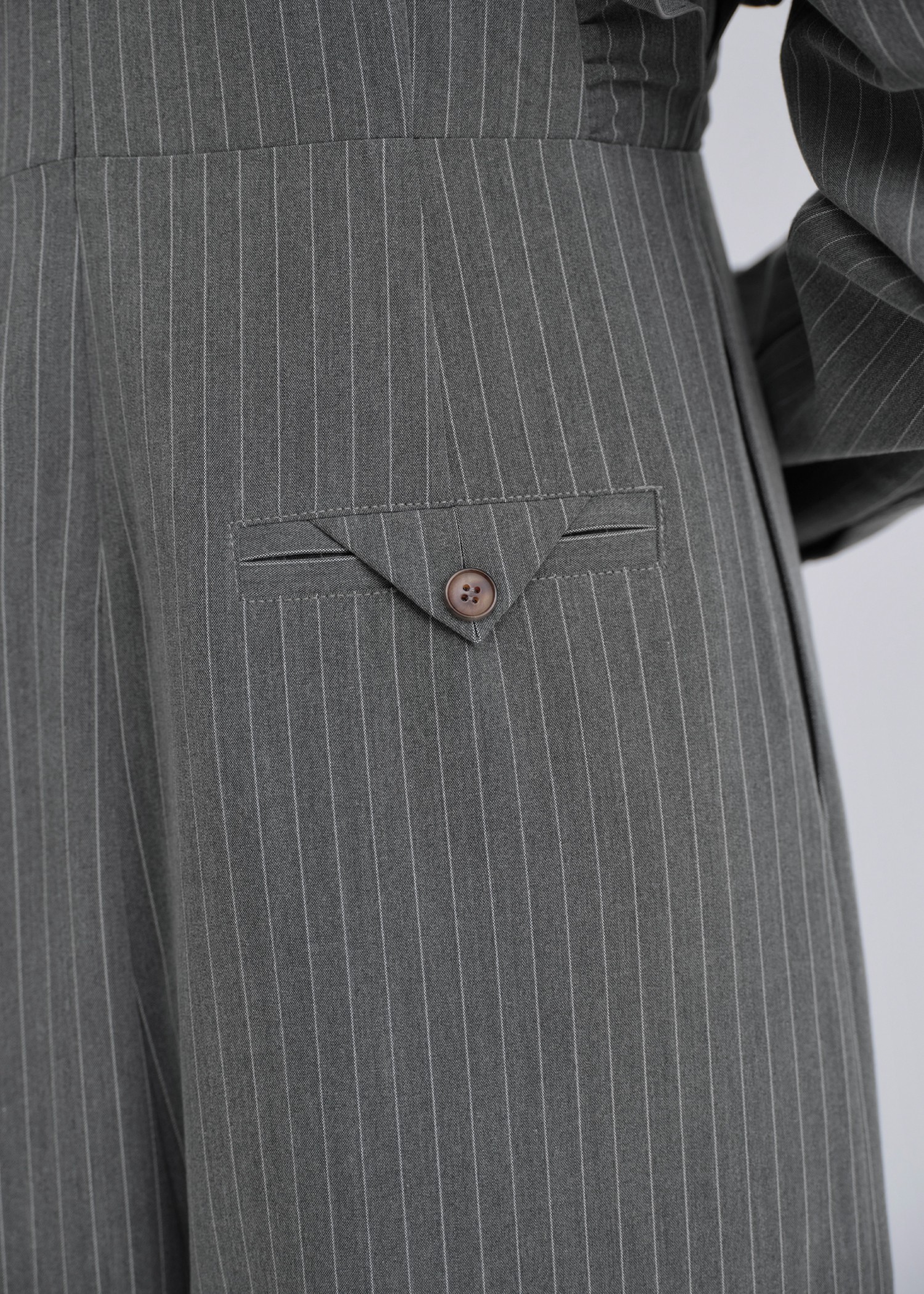 frill shoulder stripe ribbon tie all-in-one