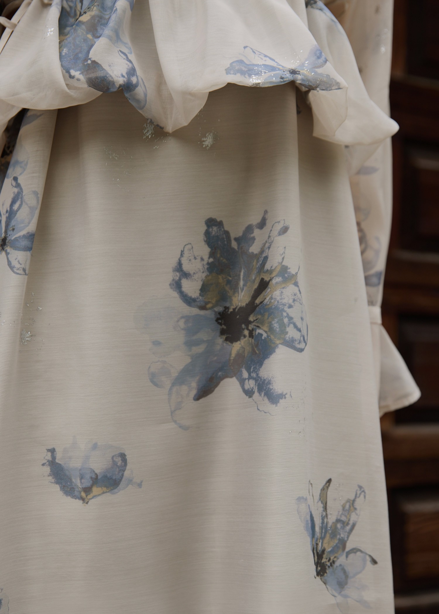 pearl shoulder camisole set original big flower print OP